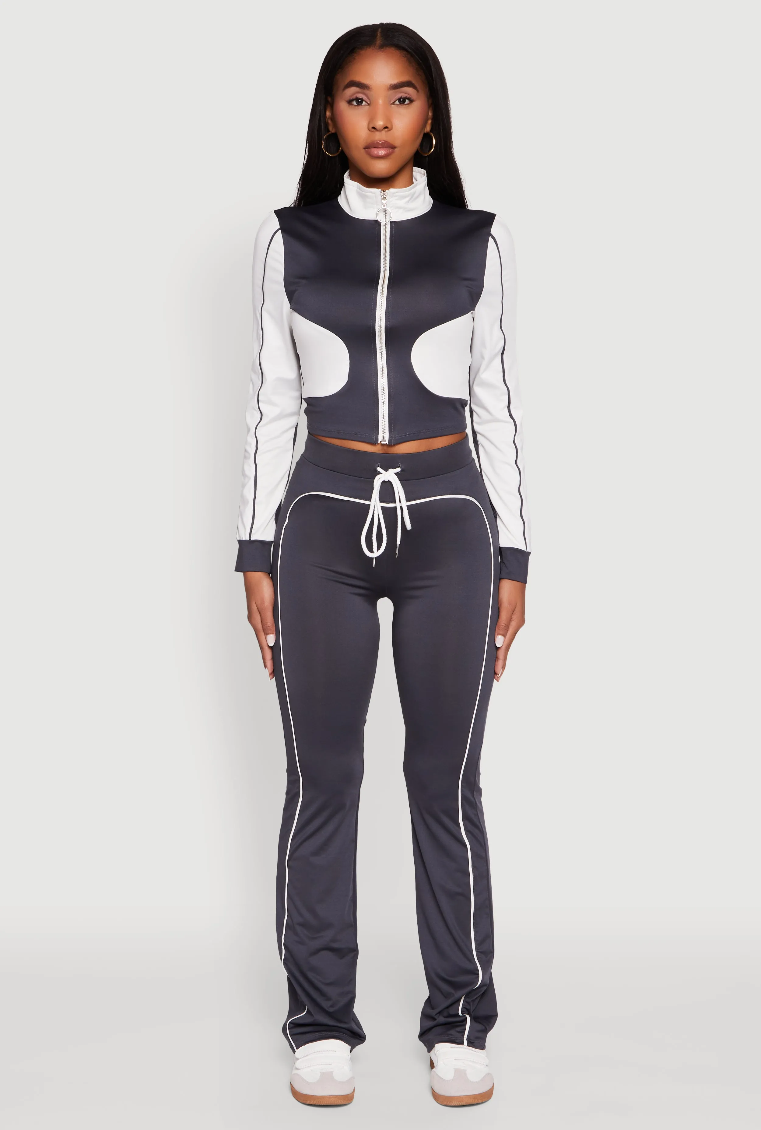 High Waisted Boot Cut Active Pants with Contrast Piping sold by Rainbow product image thumbnail 2