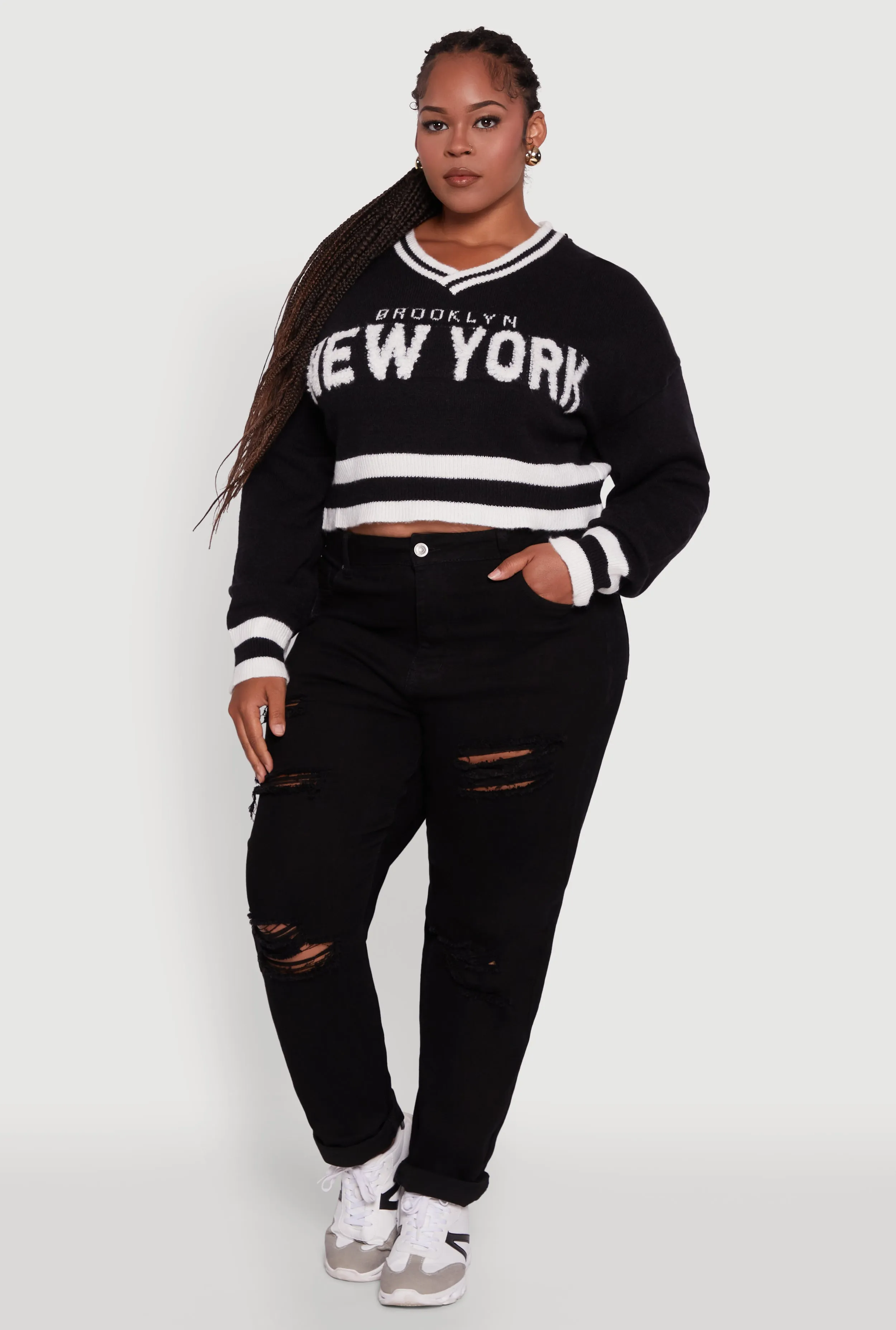 Plus Size Daisy Brooklyn New York Cropped Sweater sold by Rainbow