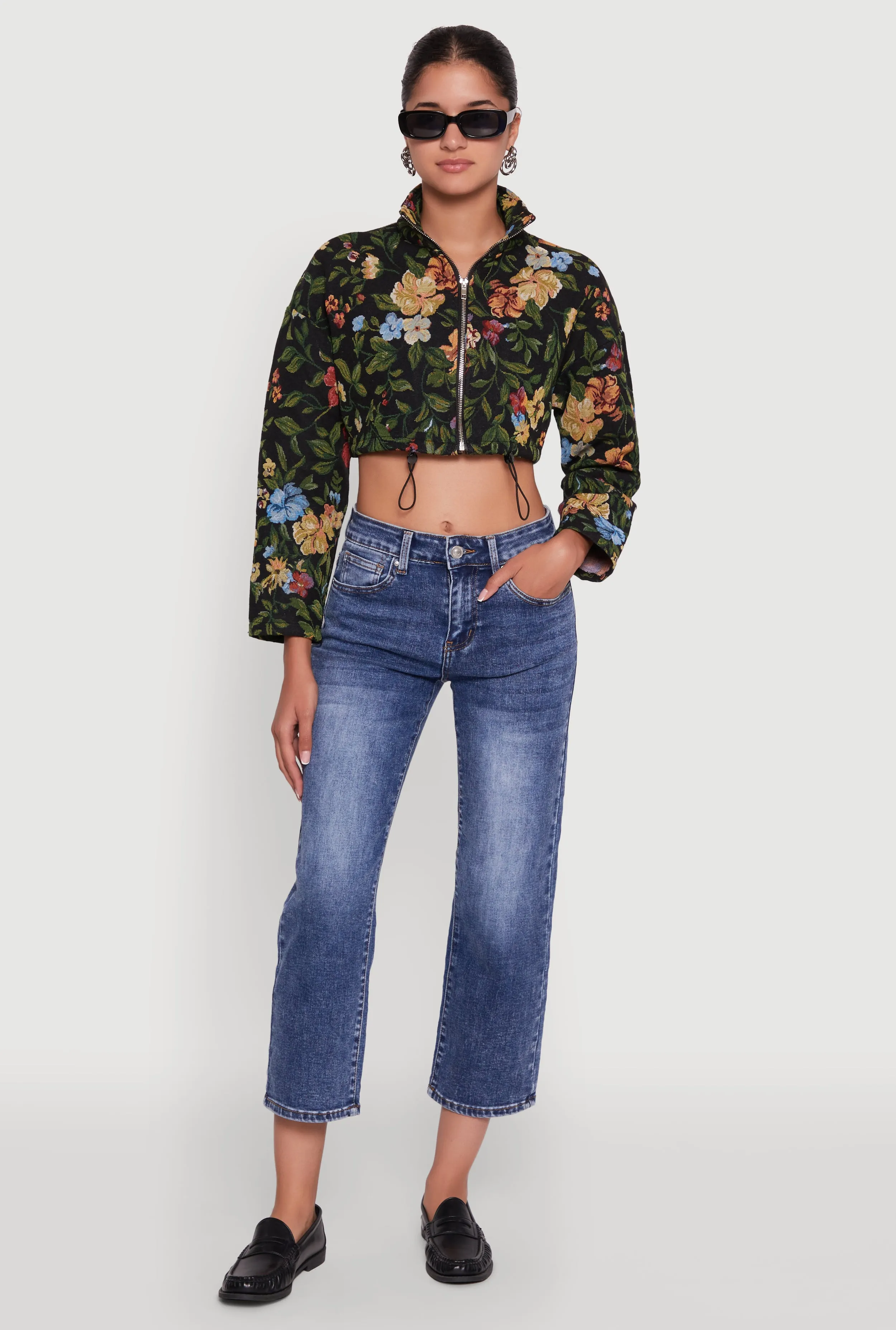 Daisy Patterned Jacquard Cropped Jacket sold by Rainbow