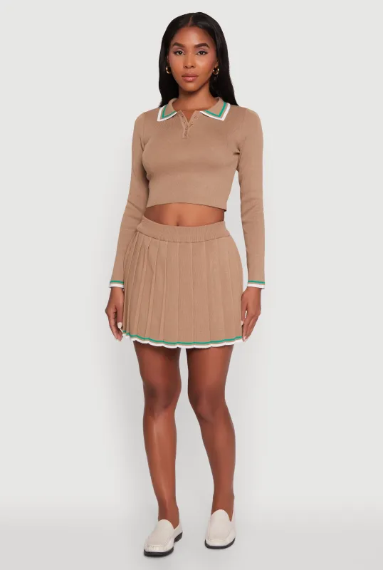 Daisy Contrast Trim Mini Pleated Tennis Skirt sold by Rainbow