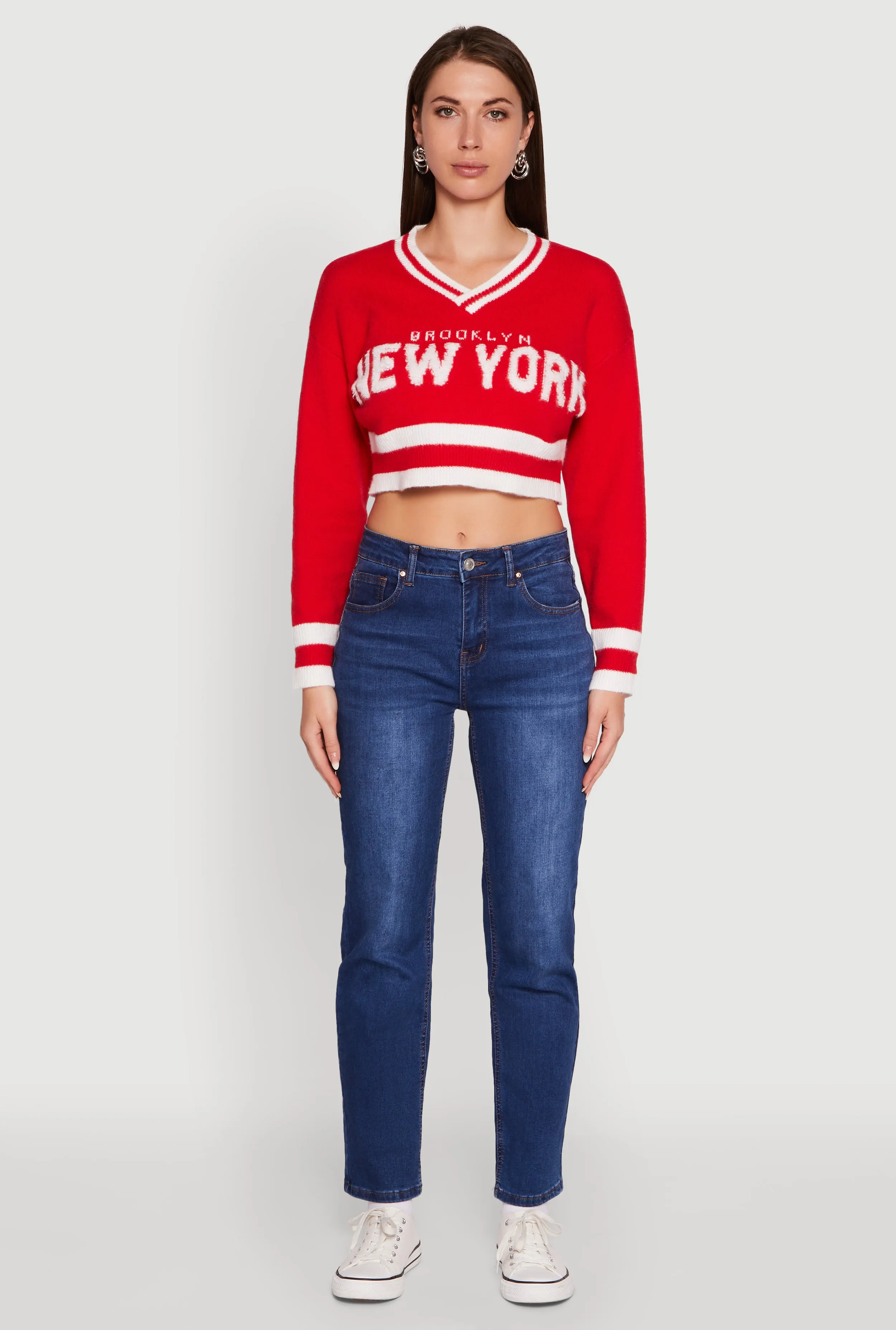 Daisy Chenille New York Graphic Cropped Sweater sold by Rainbow