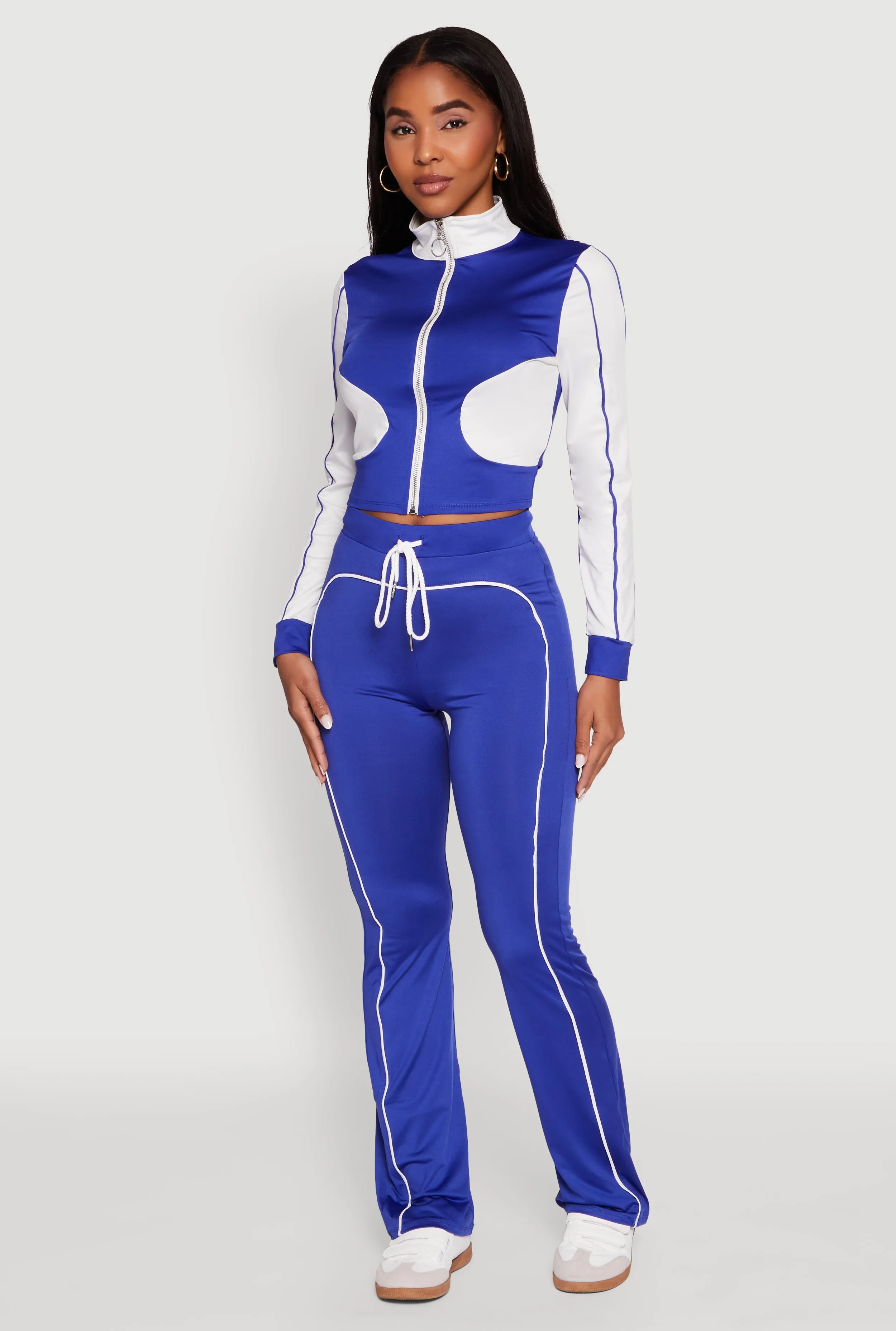 High Waisted Boot Cut Active Pants with Contrast Piping sold by Rainbow