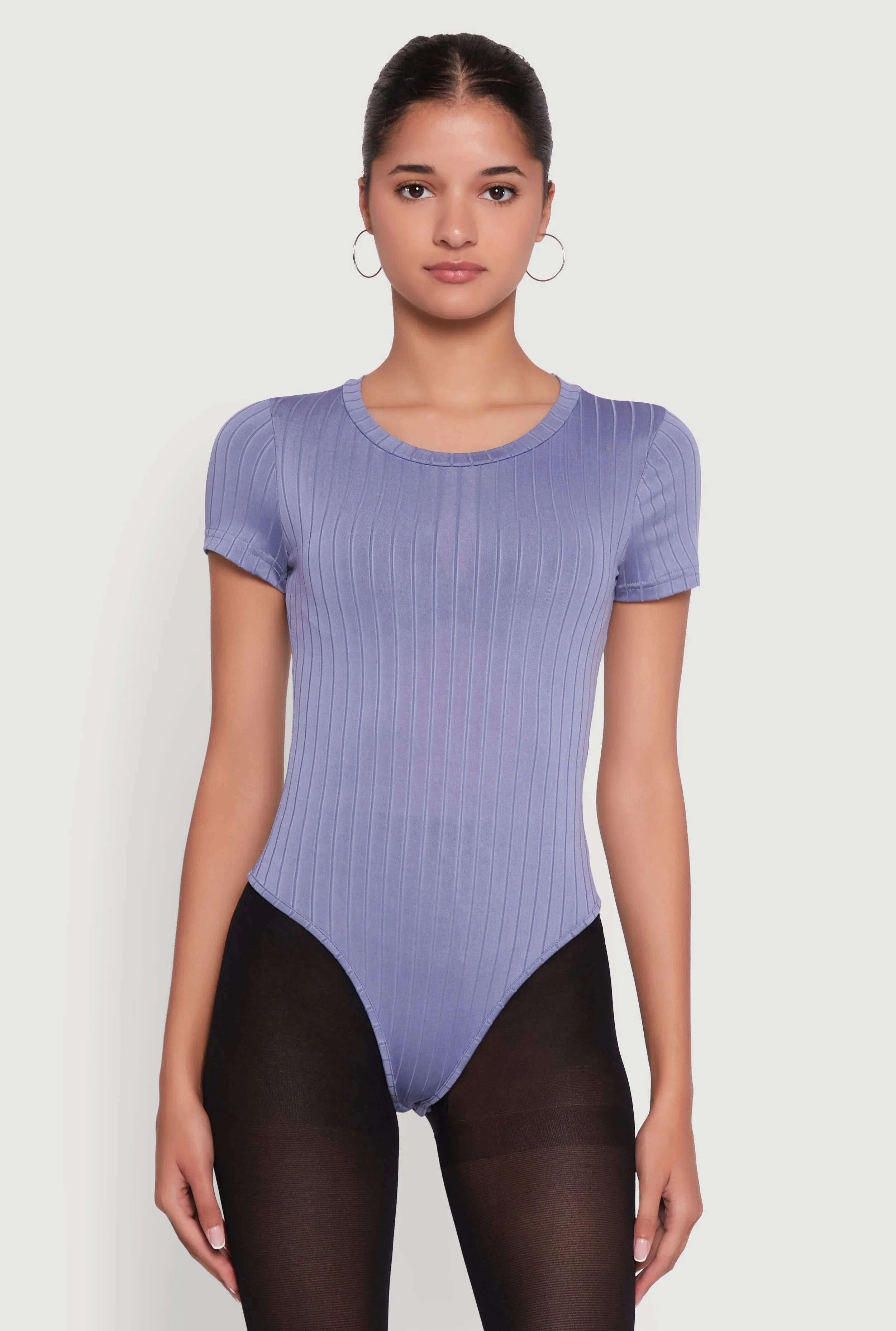 Daisy Rib Knit Short Sleeve Crew Neck Bodysuit sold by Rainbow product image thumbnail 2