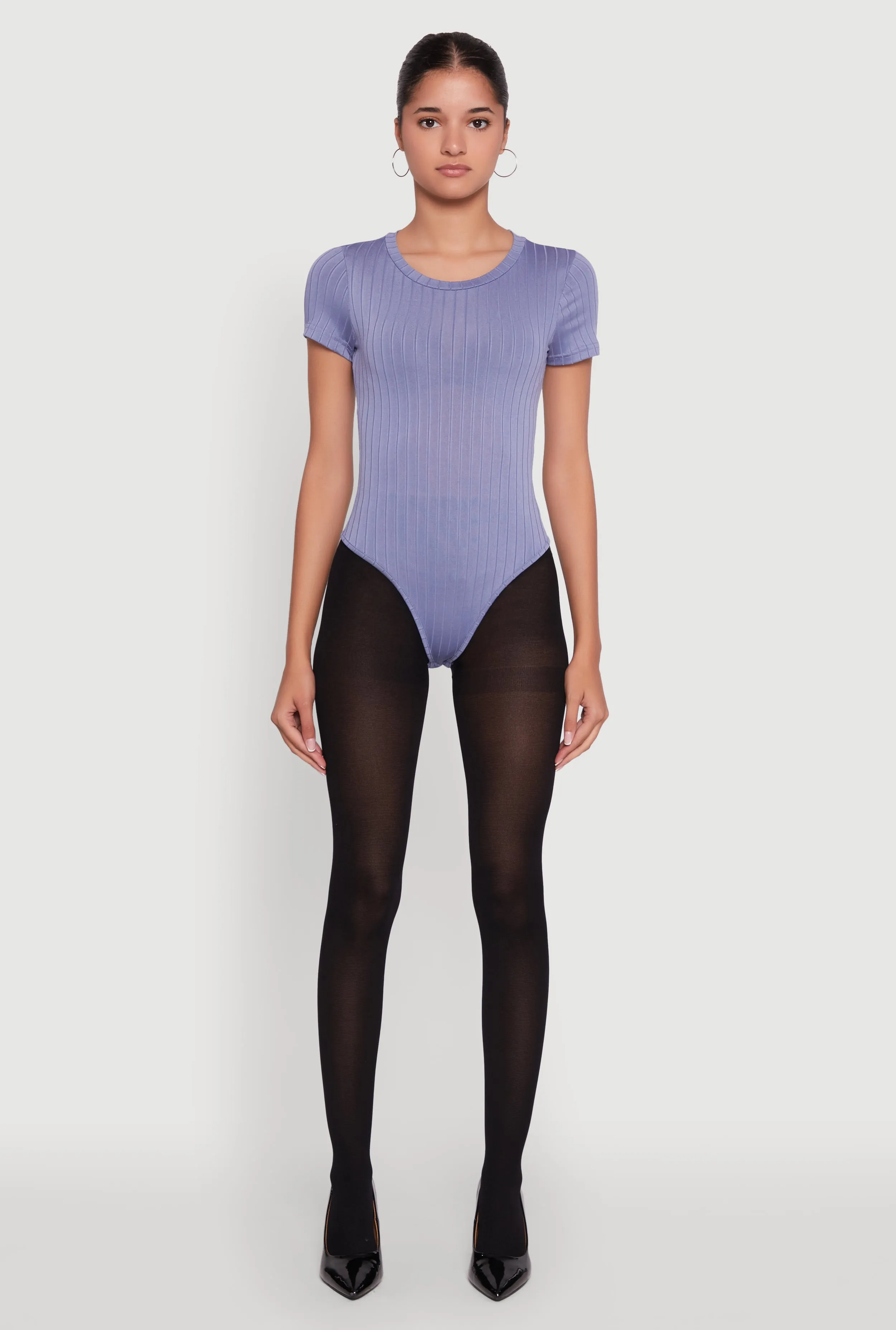 Daisy Rib Knit Short Sleeve Crew Neck Bodysuit sold by Rainbow product image thumbnail 3