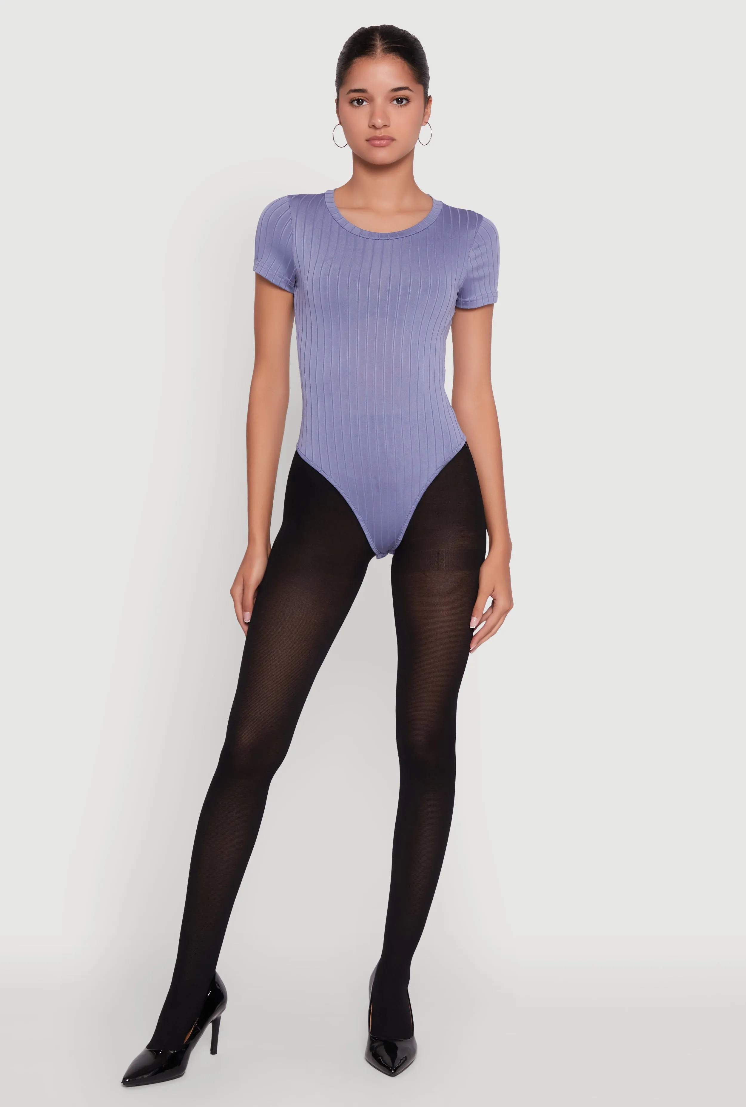 Daisy Rib Knit Short Sleeve Crew Neck Bodysuit sold by Rainbow