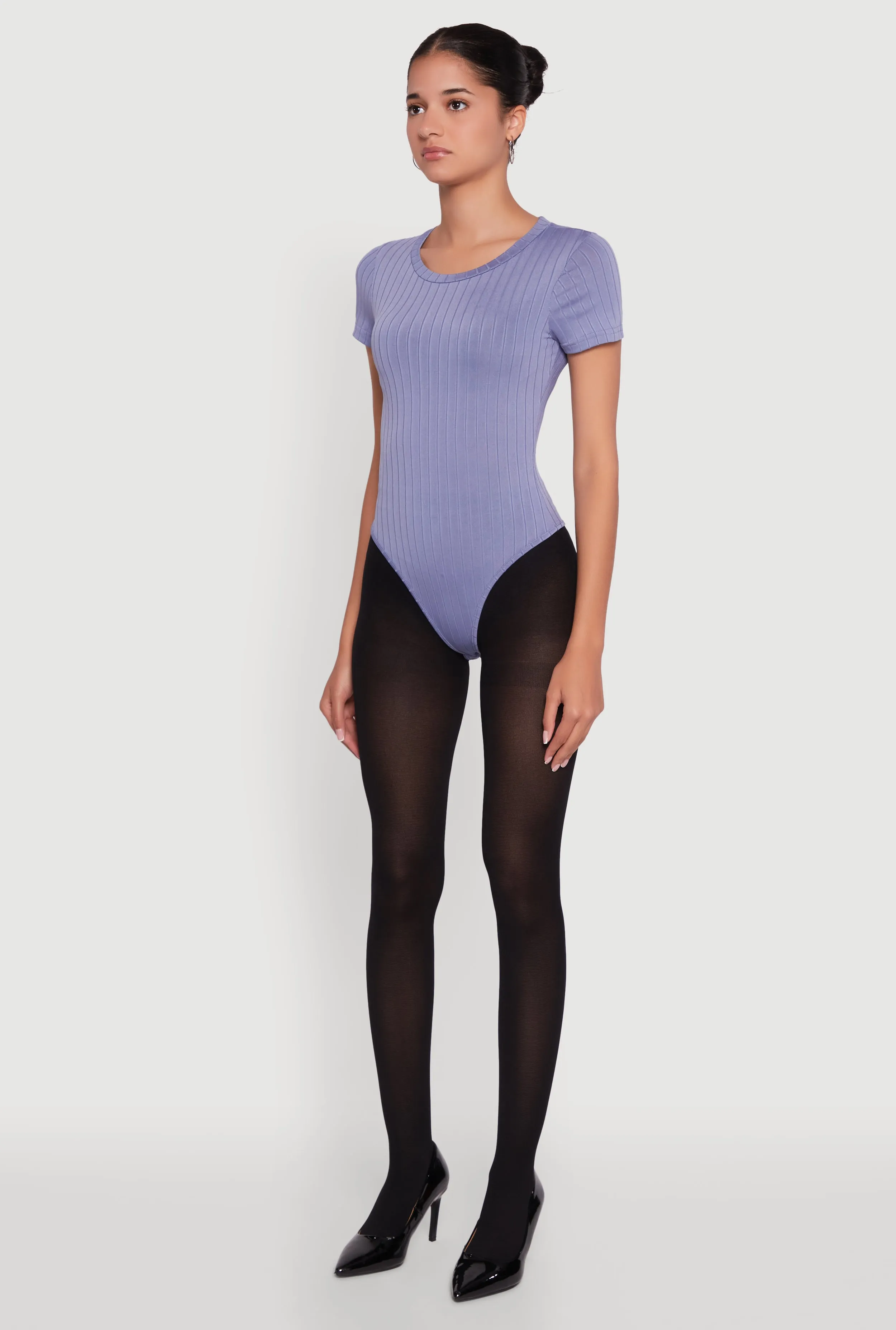 Daisy Rib Knit Short Sleeve Crew Neck Bodysuit sold by Rainbow product image thumbnail 5