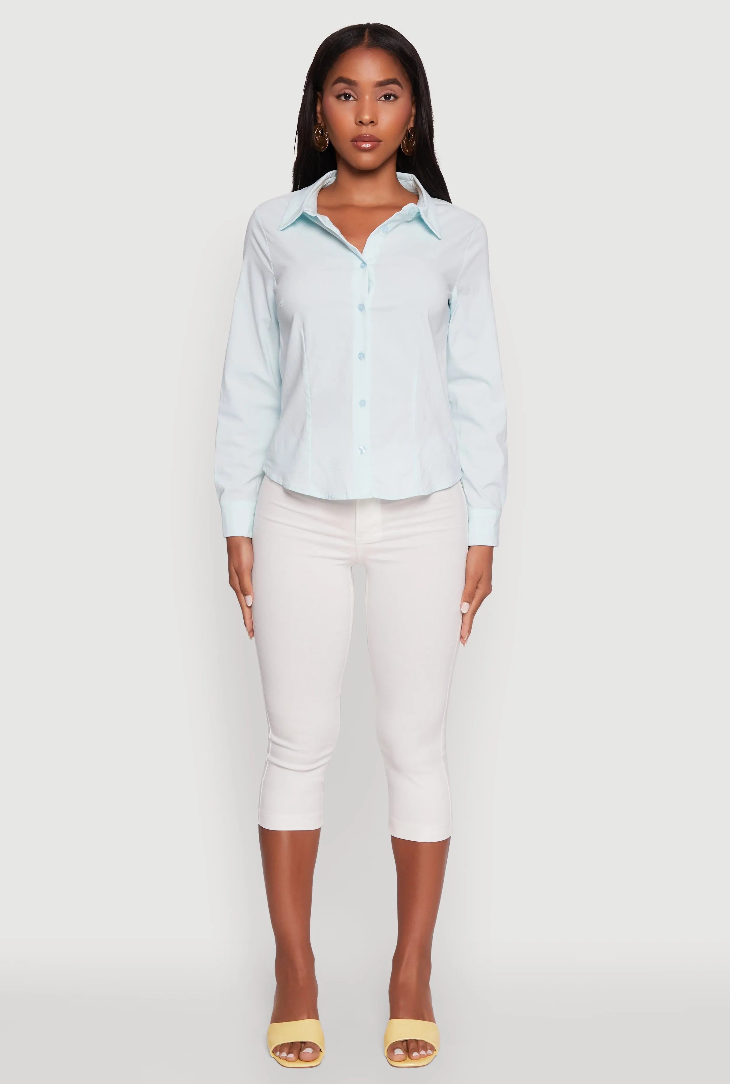 Iris Classic Fit Solid Button Front Long Sleeve Shirt sold by Rainbow product image thumbnail 3