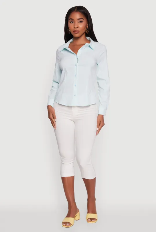 Iris Classic Fit Solid Button Front Long Sleeve Shirt sold by Rainbow