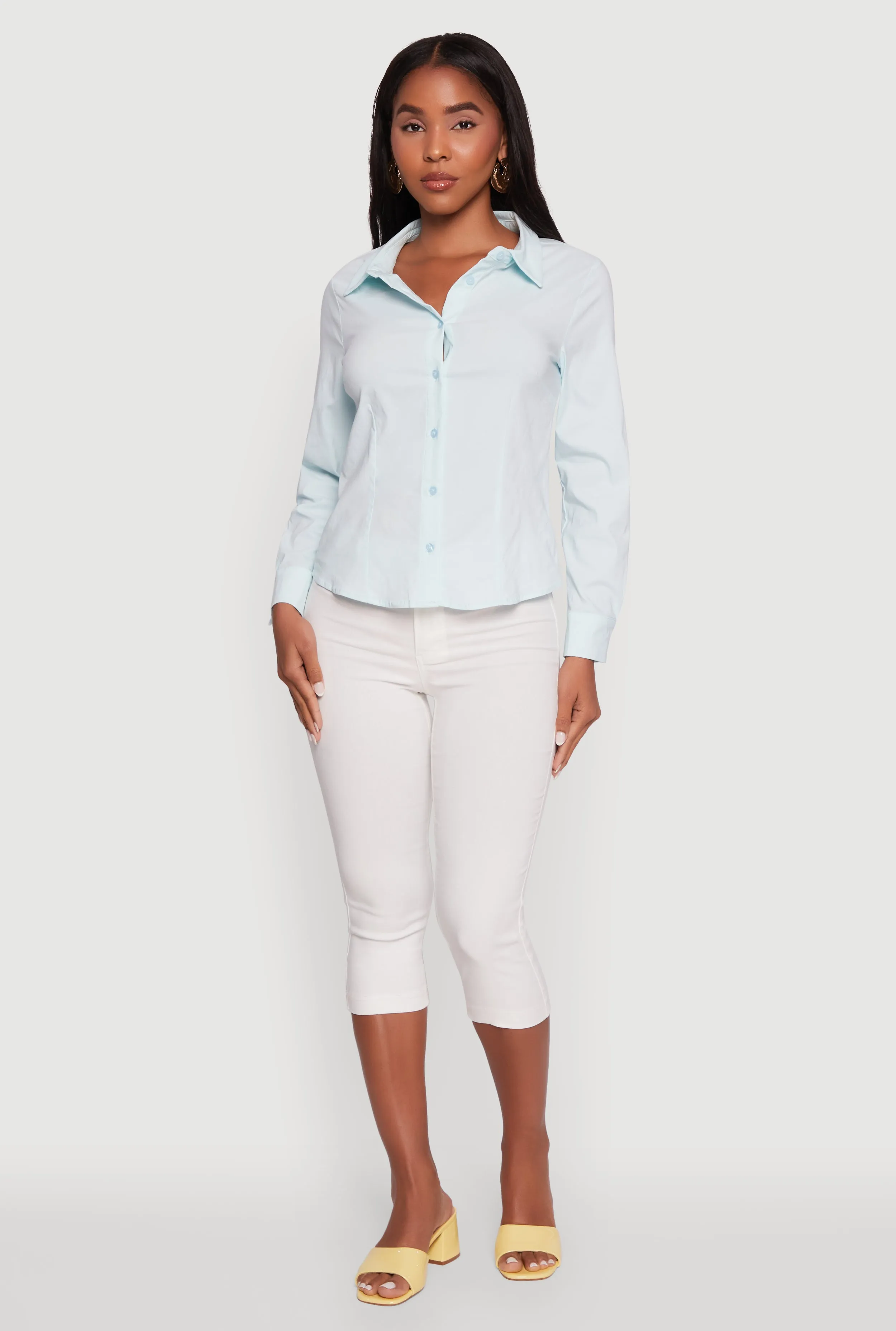 Iris Classic Fit Solid Button Front Long Sleeve Shirt sold by Rainbow