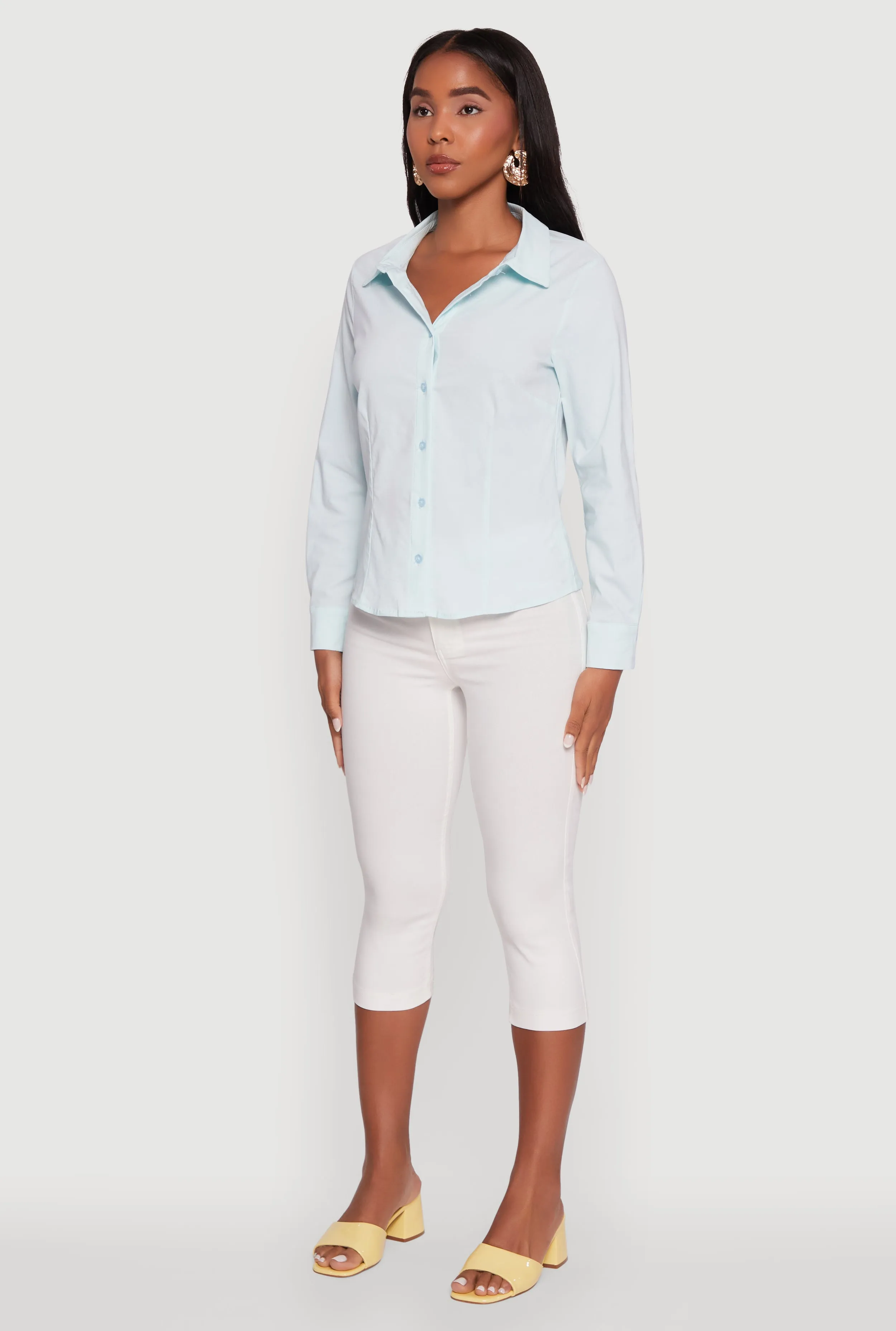 Iris Classic Fit Solid Button Front Long Sleeve Shirt sold by Rainbow product image thumbnail 5