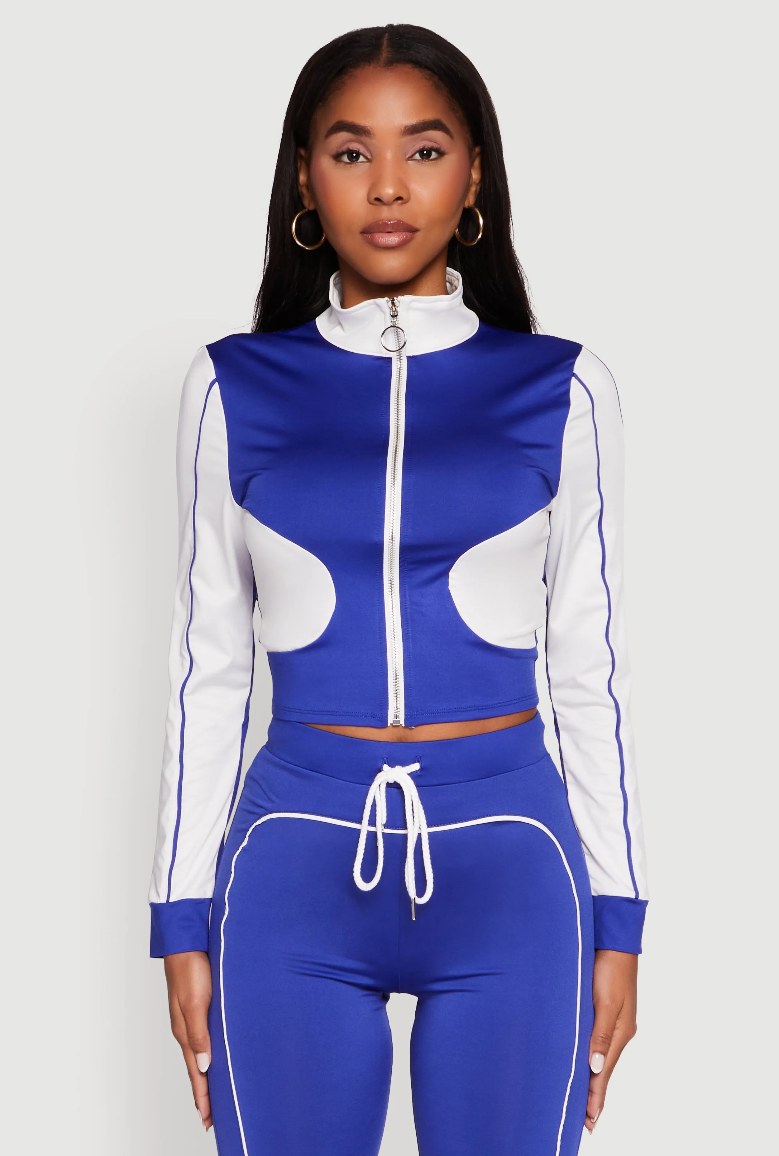 Color Block Long Sleeve O-Ring Zip Front Track Jacket sold by Rainbow