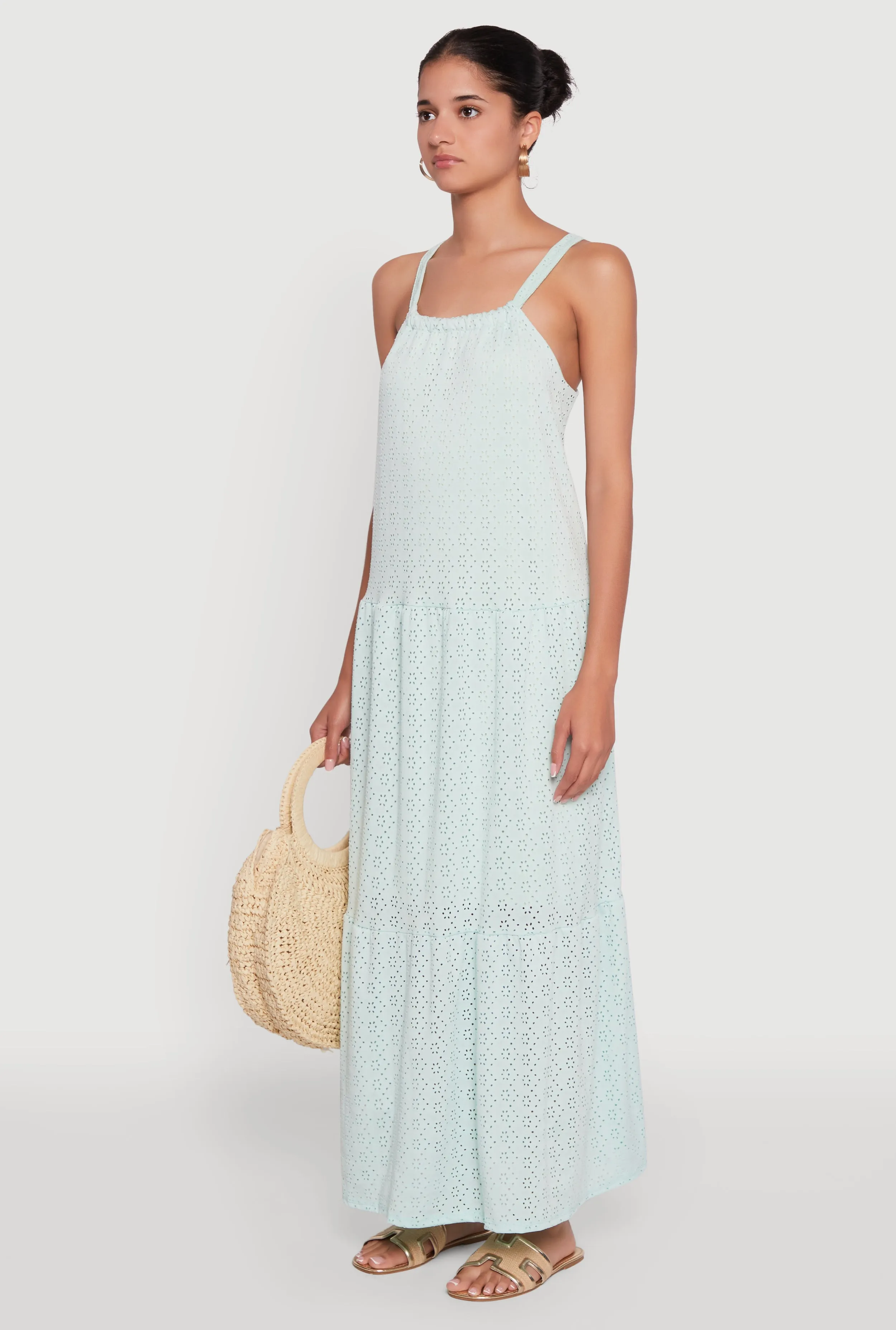 Eyelet Tiered A-Line Maxi Dress sold by Rainbow product image thumbnail 3