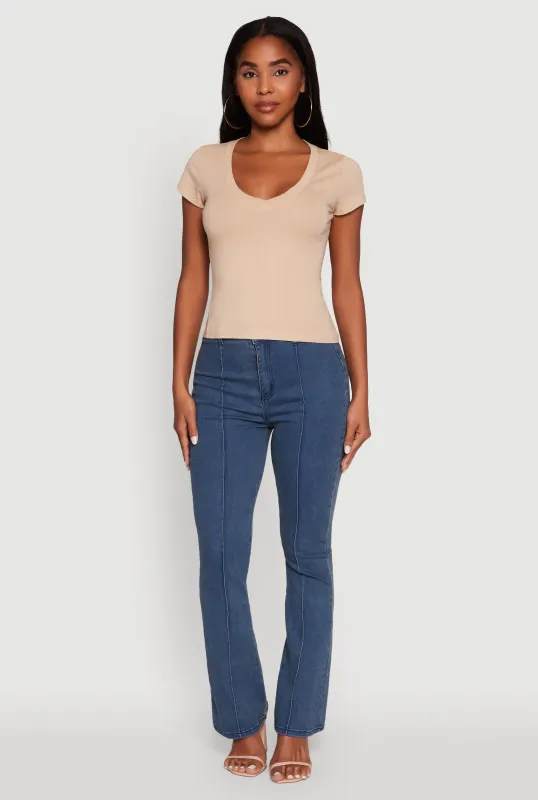 V Neck Short Sleeve Basic Tee sold by Rainbow