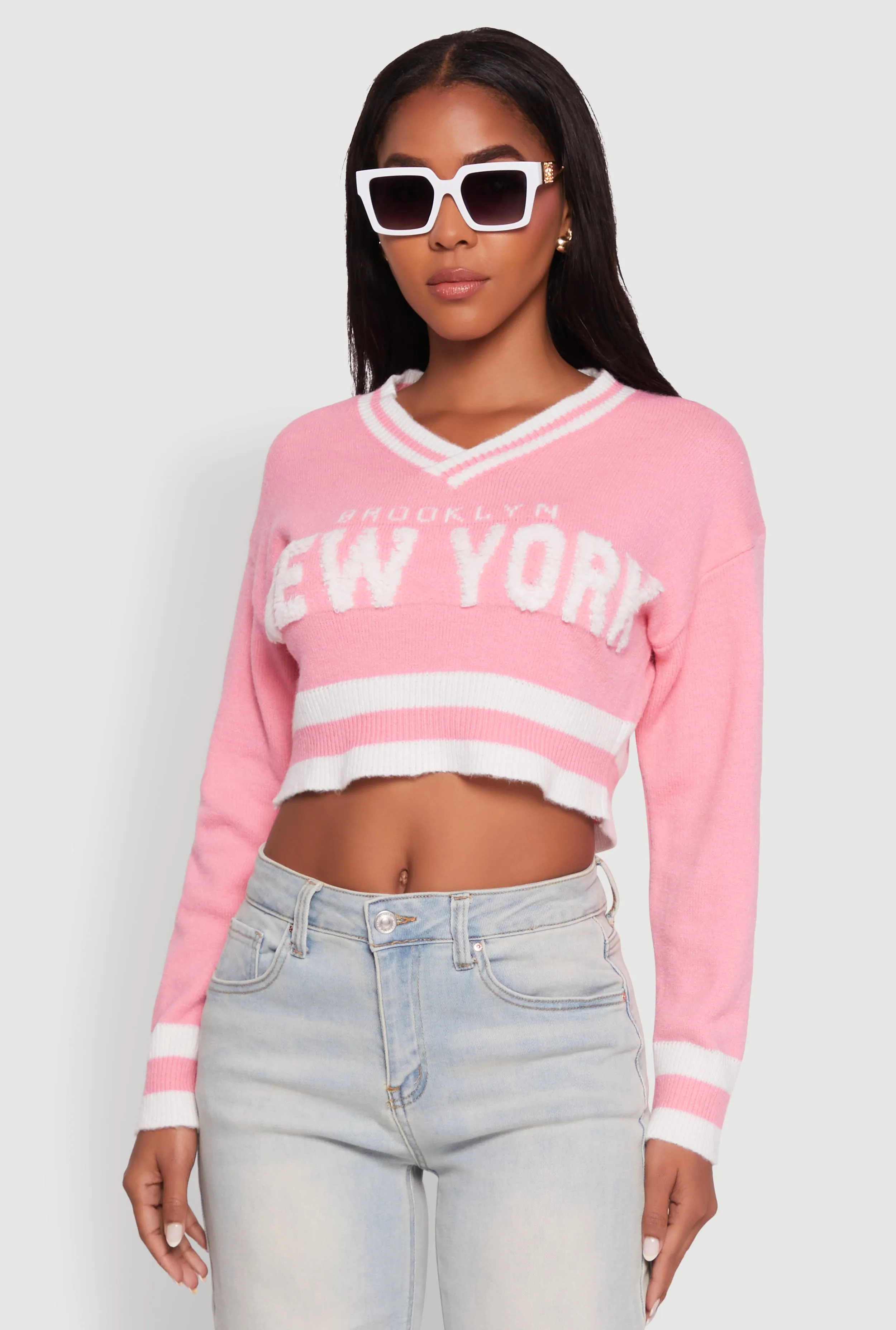 Daisy Chenille New York Graphic Cropped Sweater sold by Rainbow product image thumbnail 2