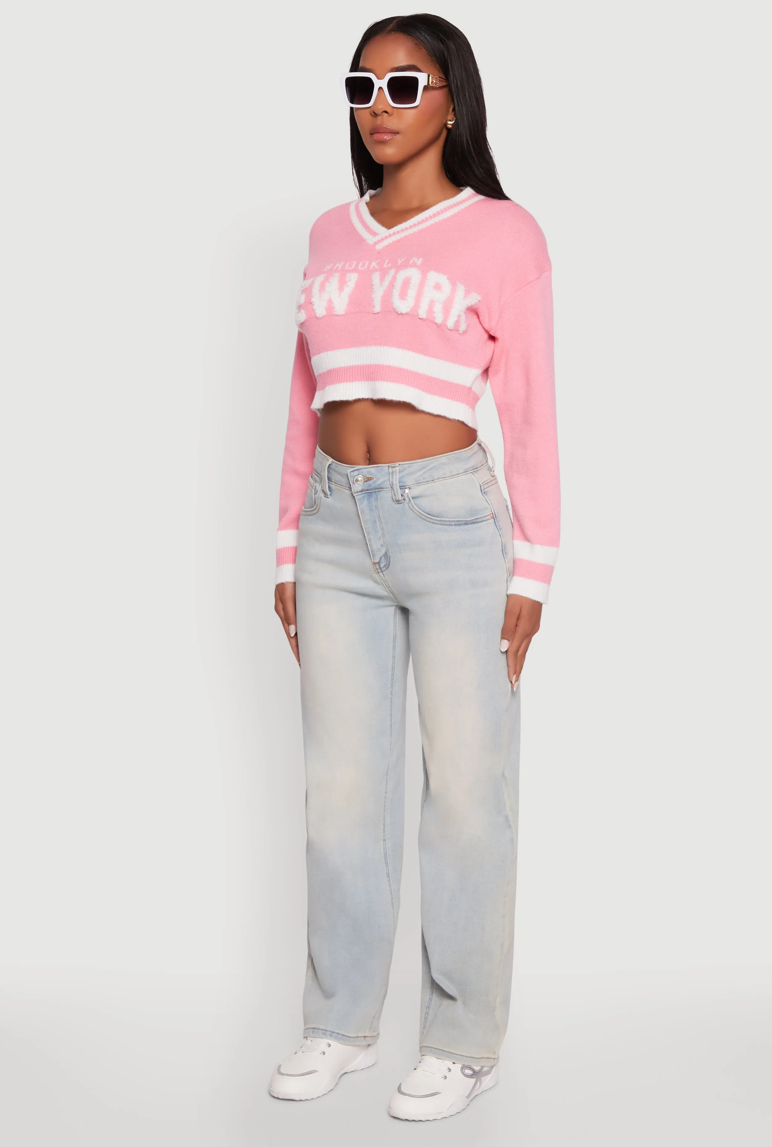 Daisy Chenille New York Graphic Cropped Sweater sold by Rainbow product image thumbnail 5
