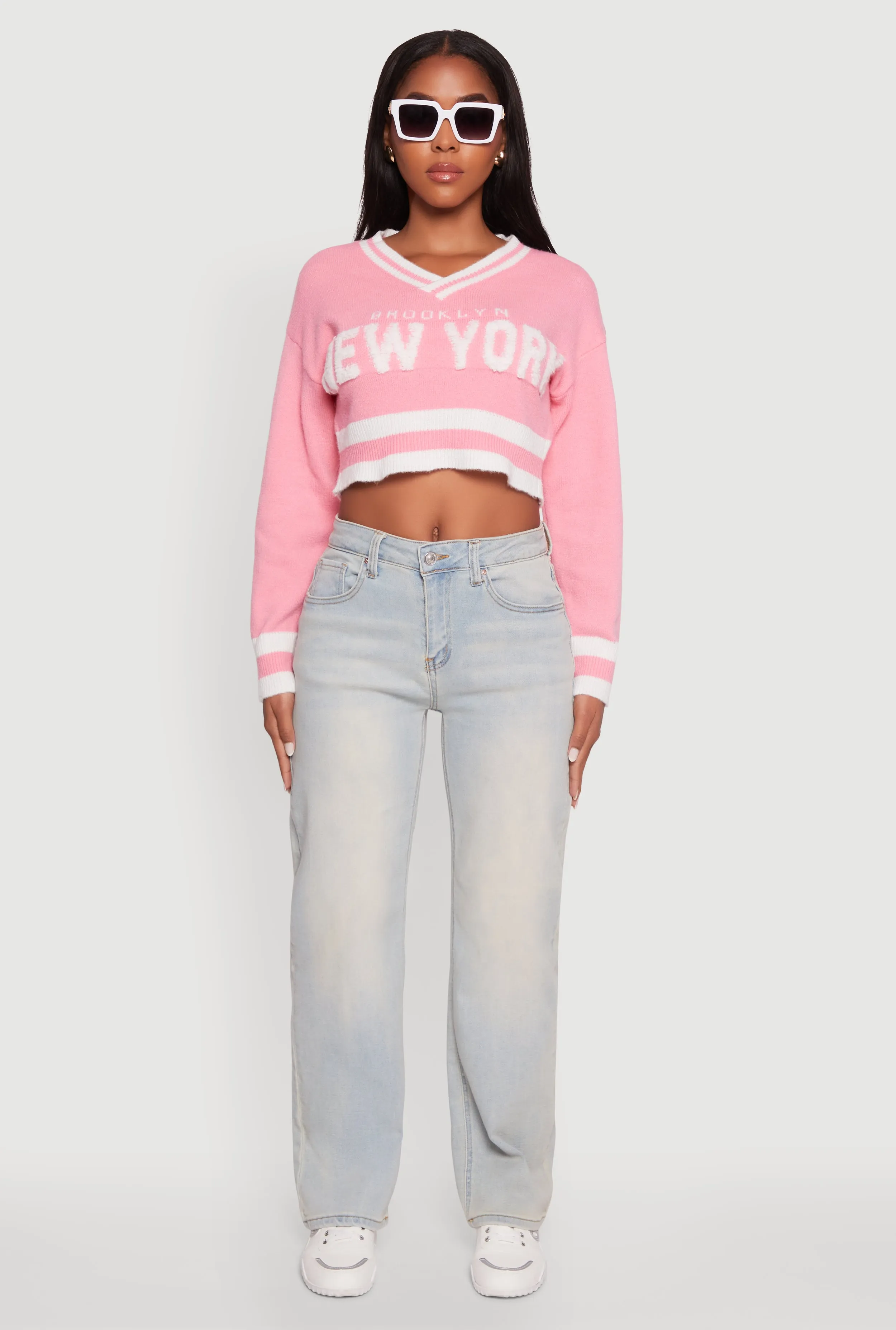 Daisy Chenille New York Graphic Cropped Sweater sold by Rainbow product image thumbnail 3