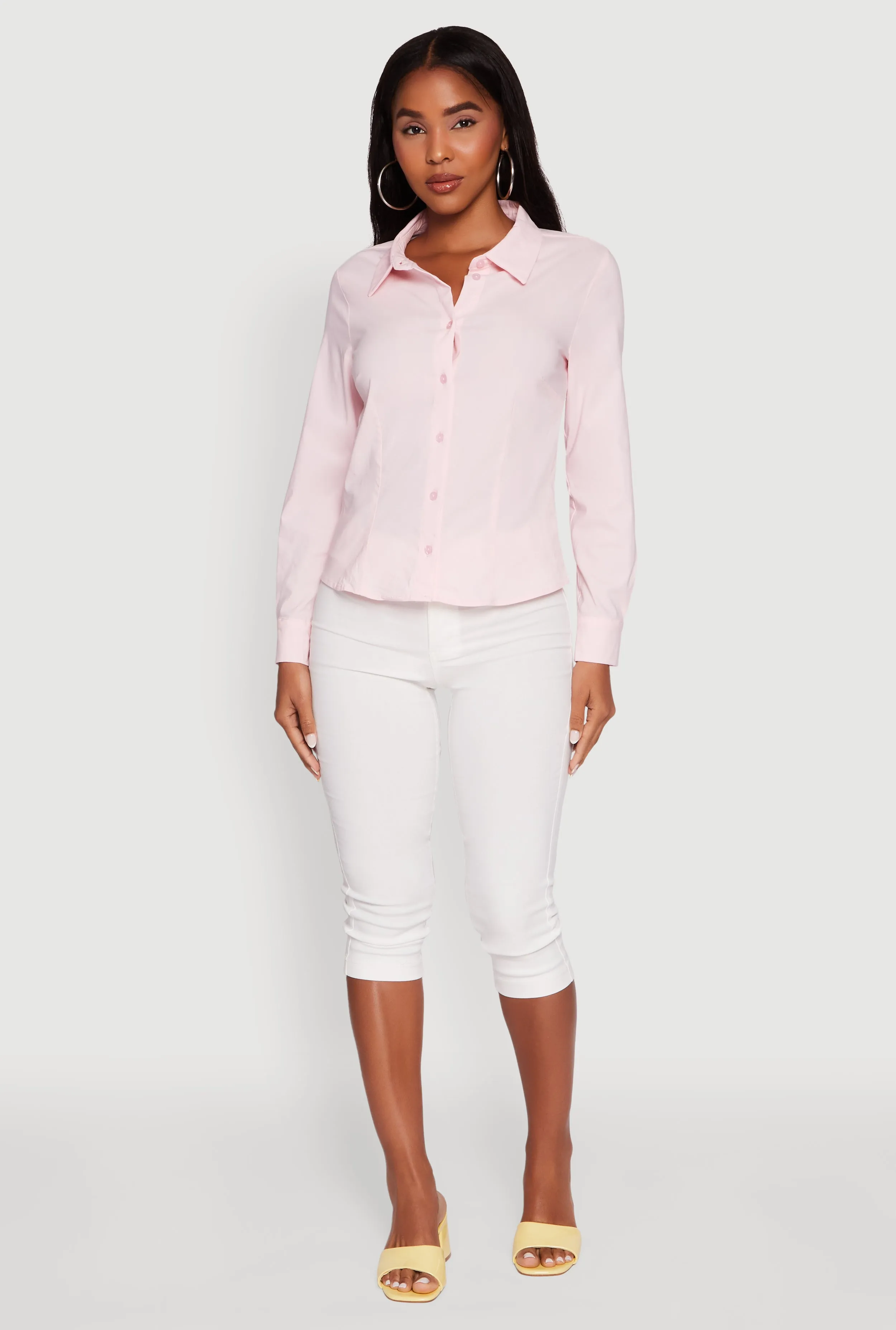 Iris Classic Fit Solid Button Front Long Sleeve Shirt sold by Rainbow