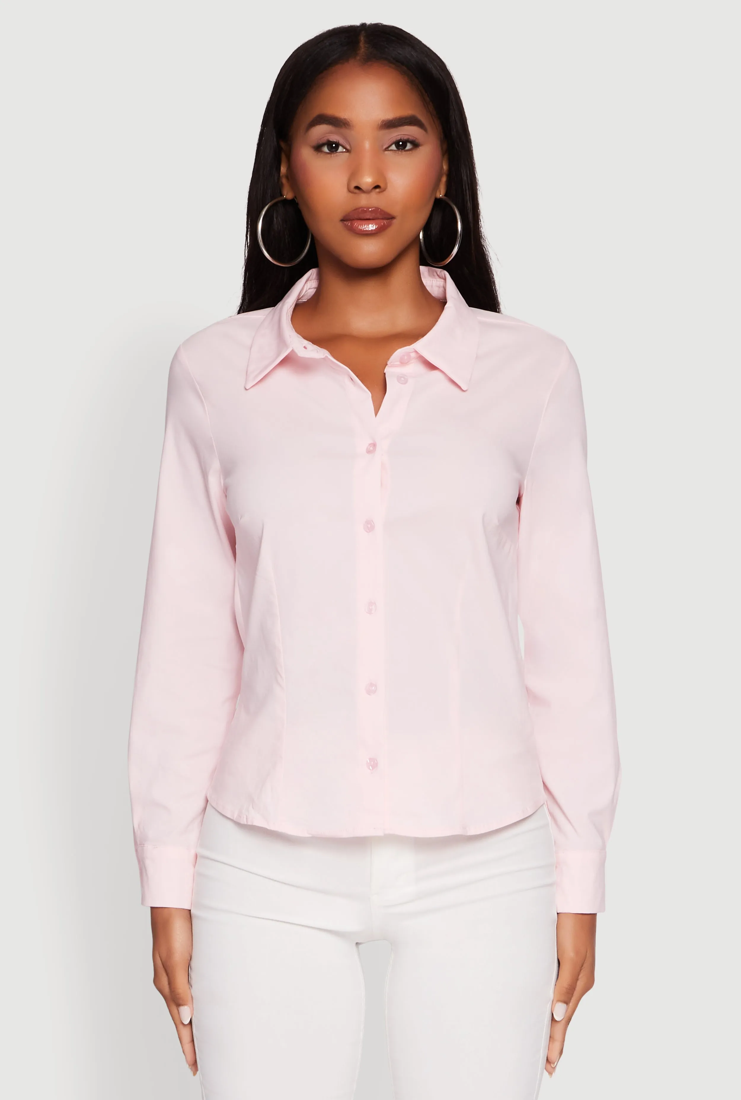 Iris Classic Fit Solid Button Front Long Sleeve Shirt sold by Rainbow product image thumbnail 2