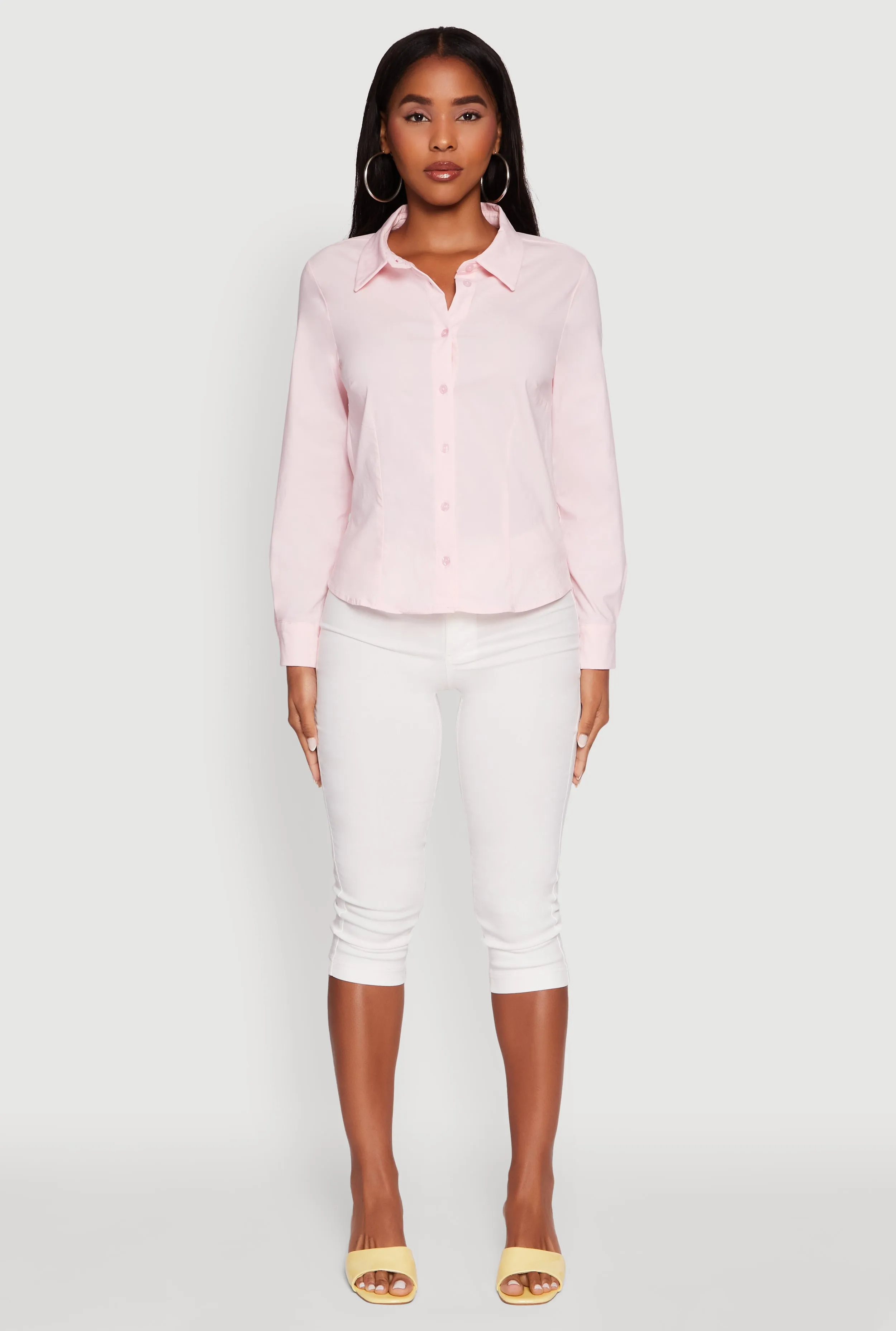 Iris Classic Fit Solid Button Front Long Sleeve Shirt sold by Rainbow product image thumbnail 3