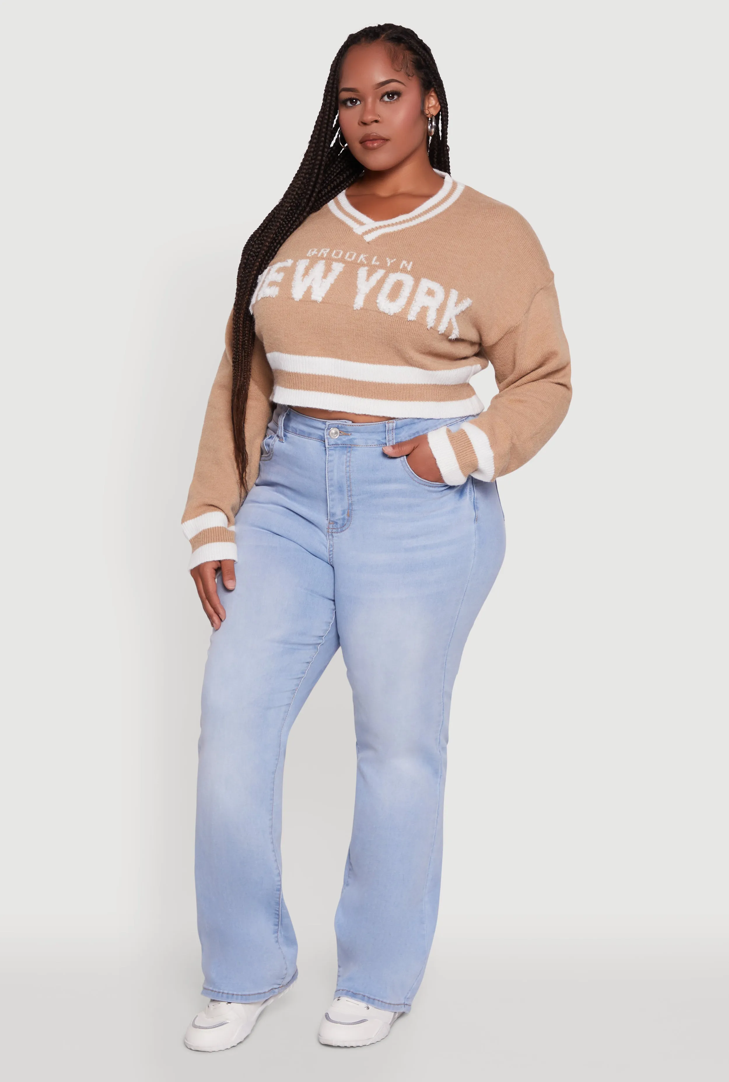 Plus Size Daisy Brooklyn New York Cropped Sweater sold by Rainbow