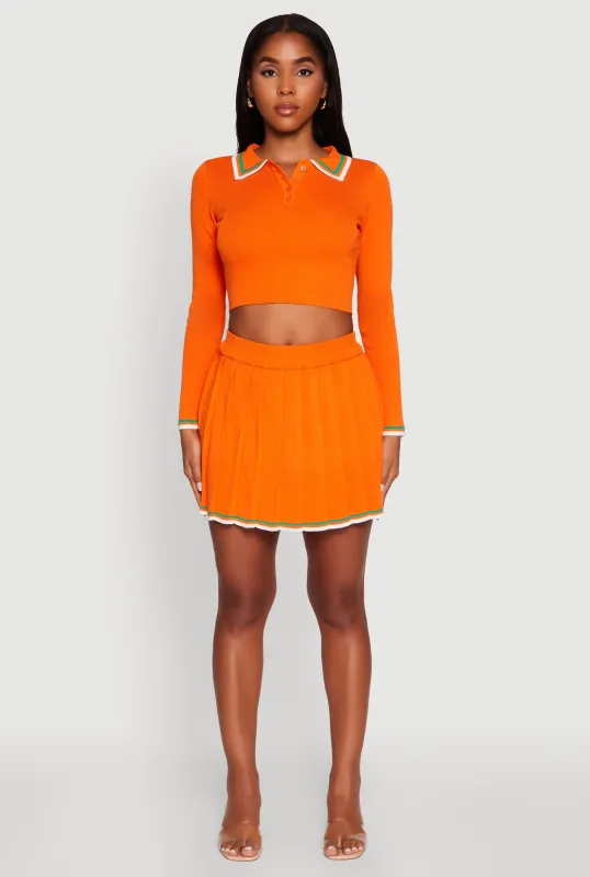 Daisy Contrast Trim Mini Pleated Tennis Skirt sold by Rainbow