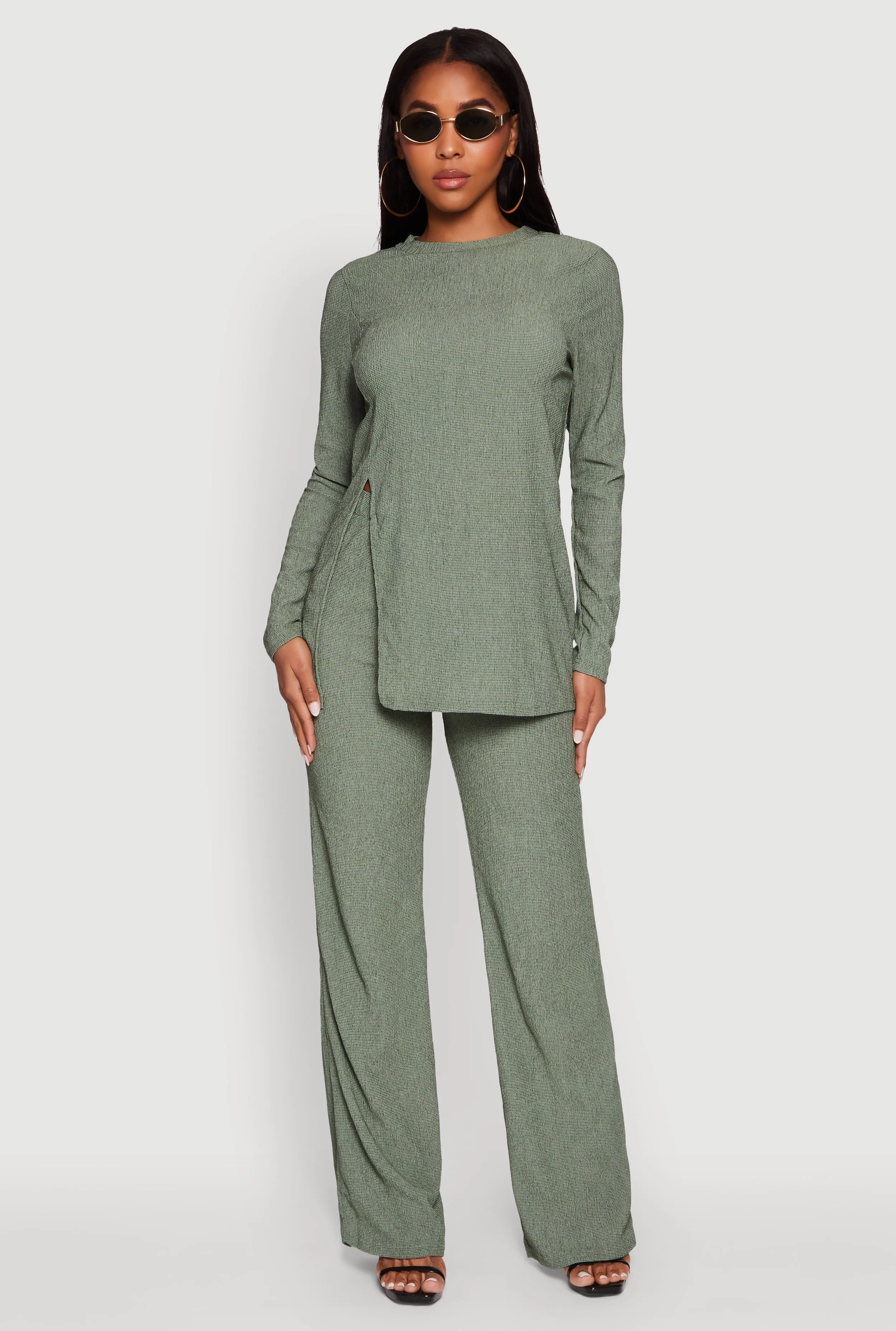 Seersucker Pull On Straight Leg Pants sold by Rainbow