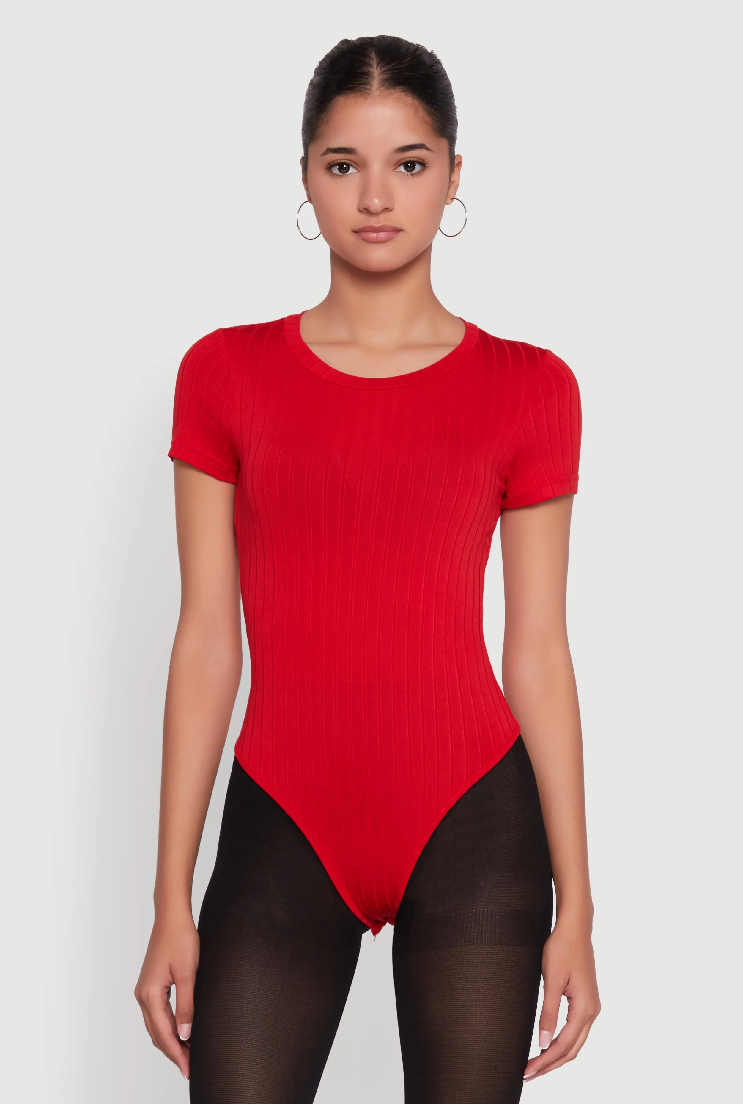 Daisy Rib Knit Short Sleeve Crew Neck Bodysuit sold by Rainbow product image thumbnail 2