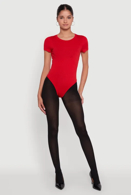 Daisy Rib Knit Short Sleeve Crew Neck Bodysuit sold by Rainbow