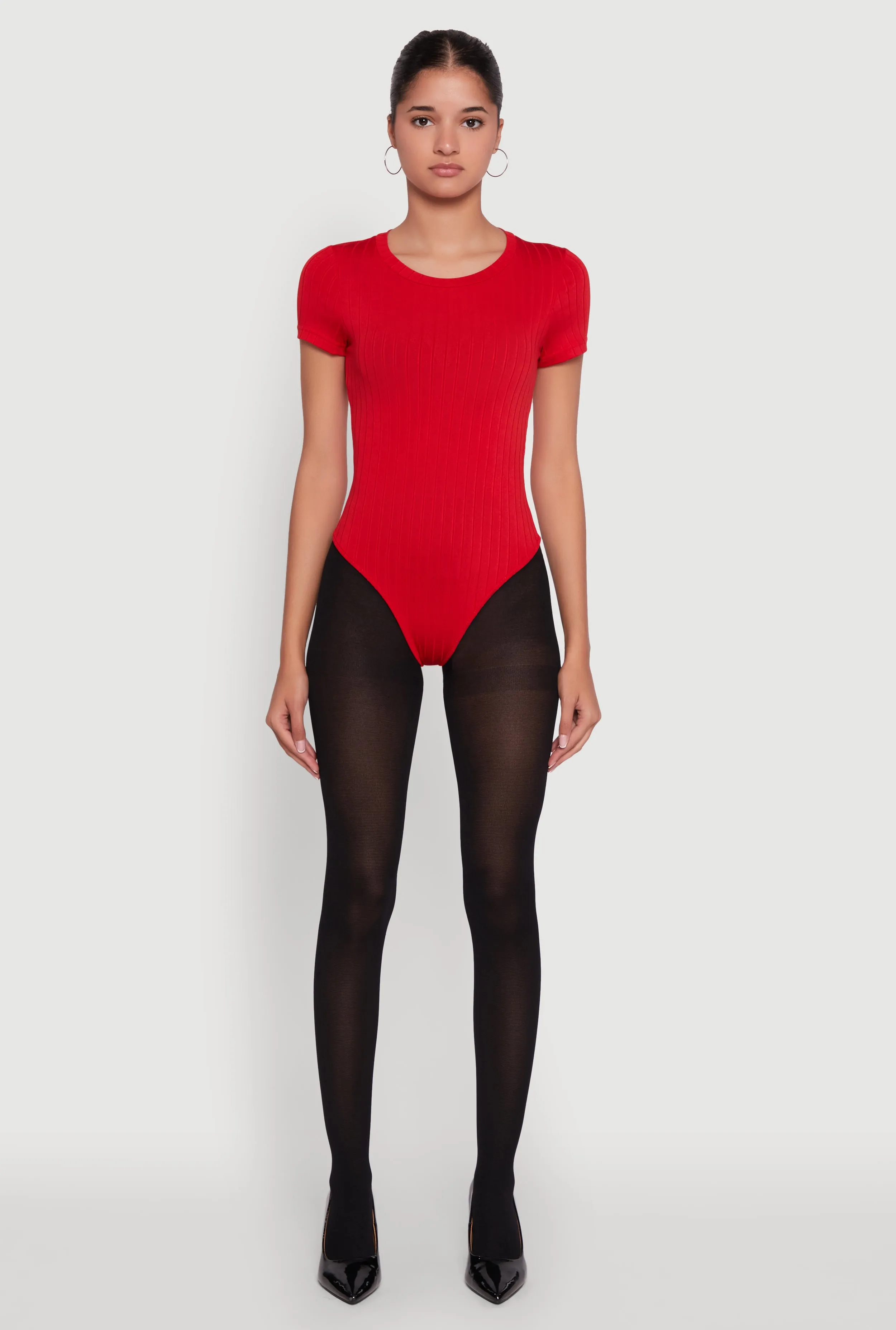 Daisy Rib Knit Short Sleeve Crew Neck Bodysuit sold by Rainbow product image thumbnail 3