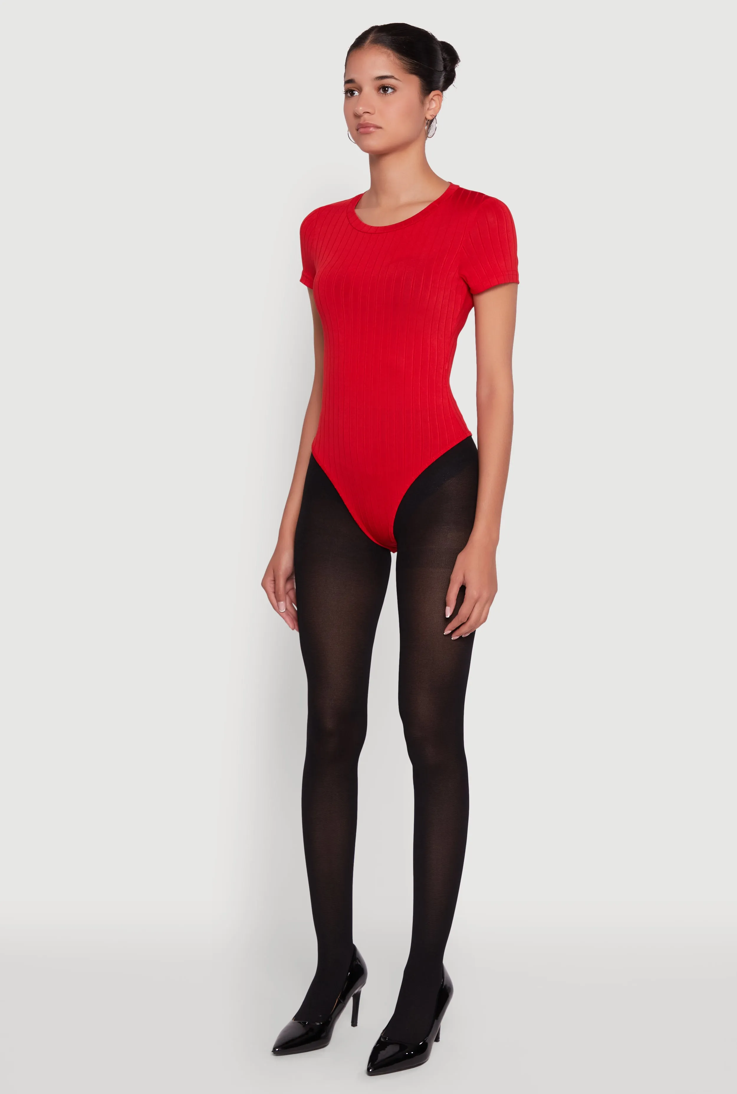 Daisy Rib Knit Short Sleeve Crew Neck Bodysuit sold by Rainbow product image thumbnail 5