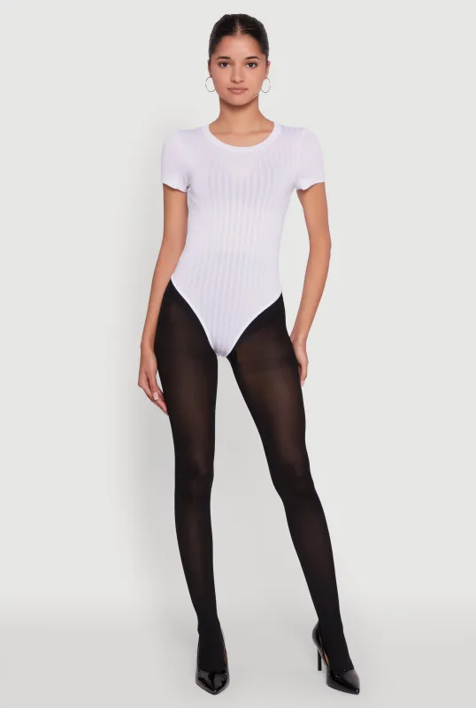 Daisy Rib Knit Short Sleeve Crew Neck Bodysuit sold by Rainbow