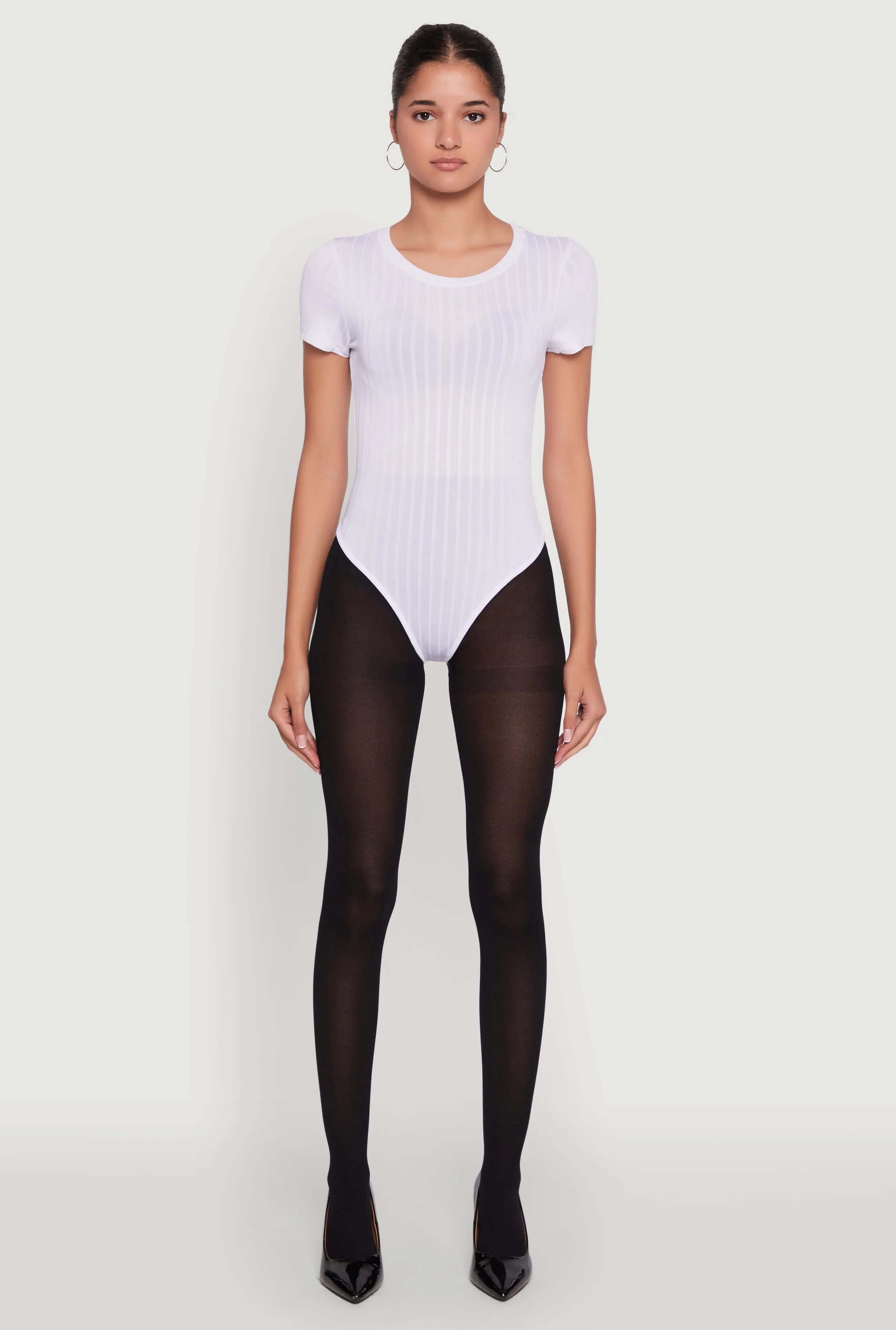 Daisy Rib Knit Short Sleeve Crew Neck Bodysuit sold by Rainbow product image thumbnail 3