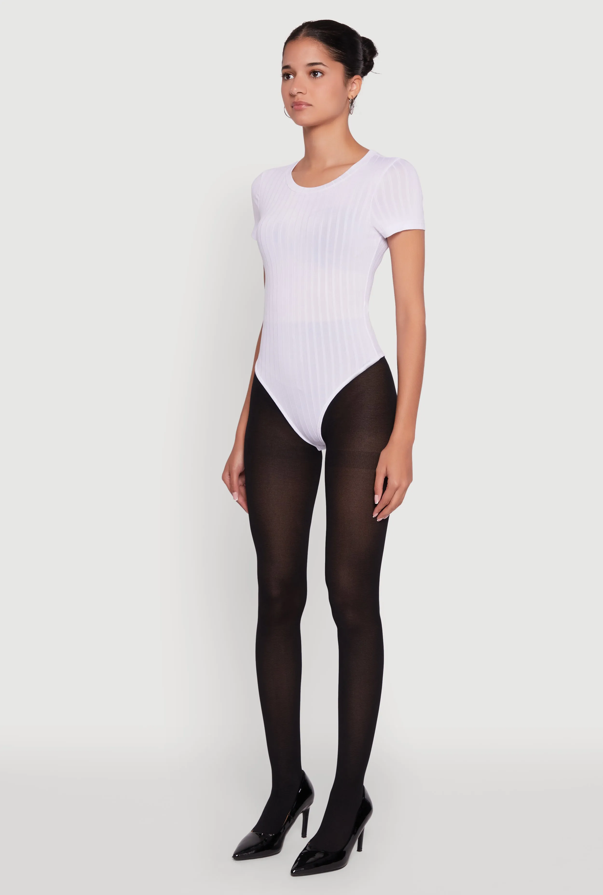 Daisy Rib Knit Short Sleeve Crew Neck Bodysuit sold by Rainbow product image thumbnail 5