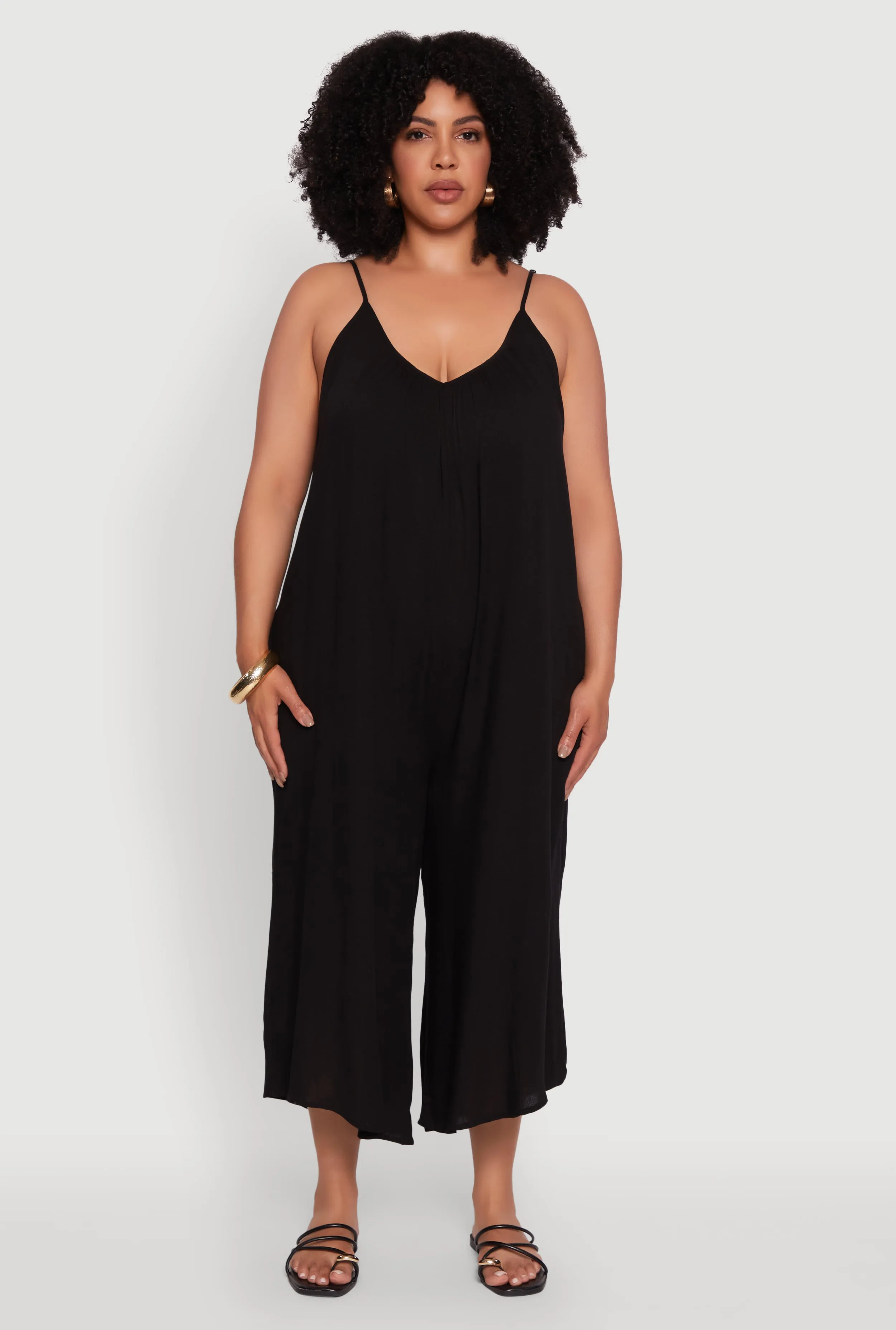 Plus Size V-Neck Wide Leg Jumpsuit sold by Rainbow product image thumbnail 2