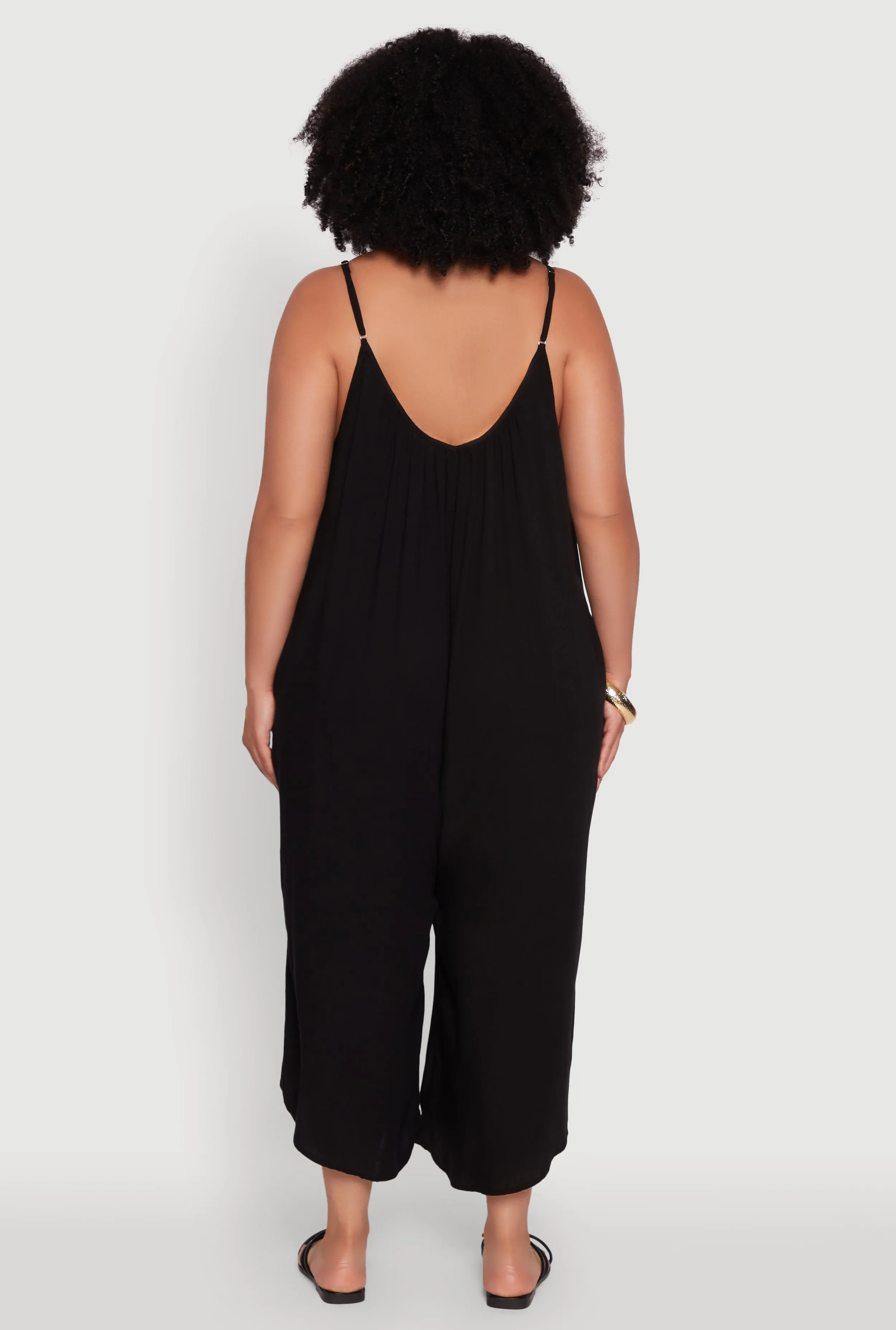 Plus Size V-Neck Wide Leg Jumpsuit sold by Rainbow product image thumbnail 5