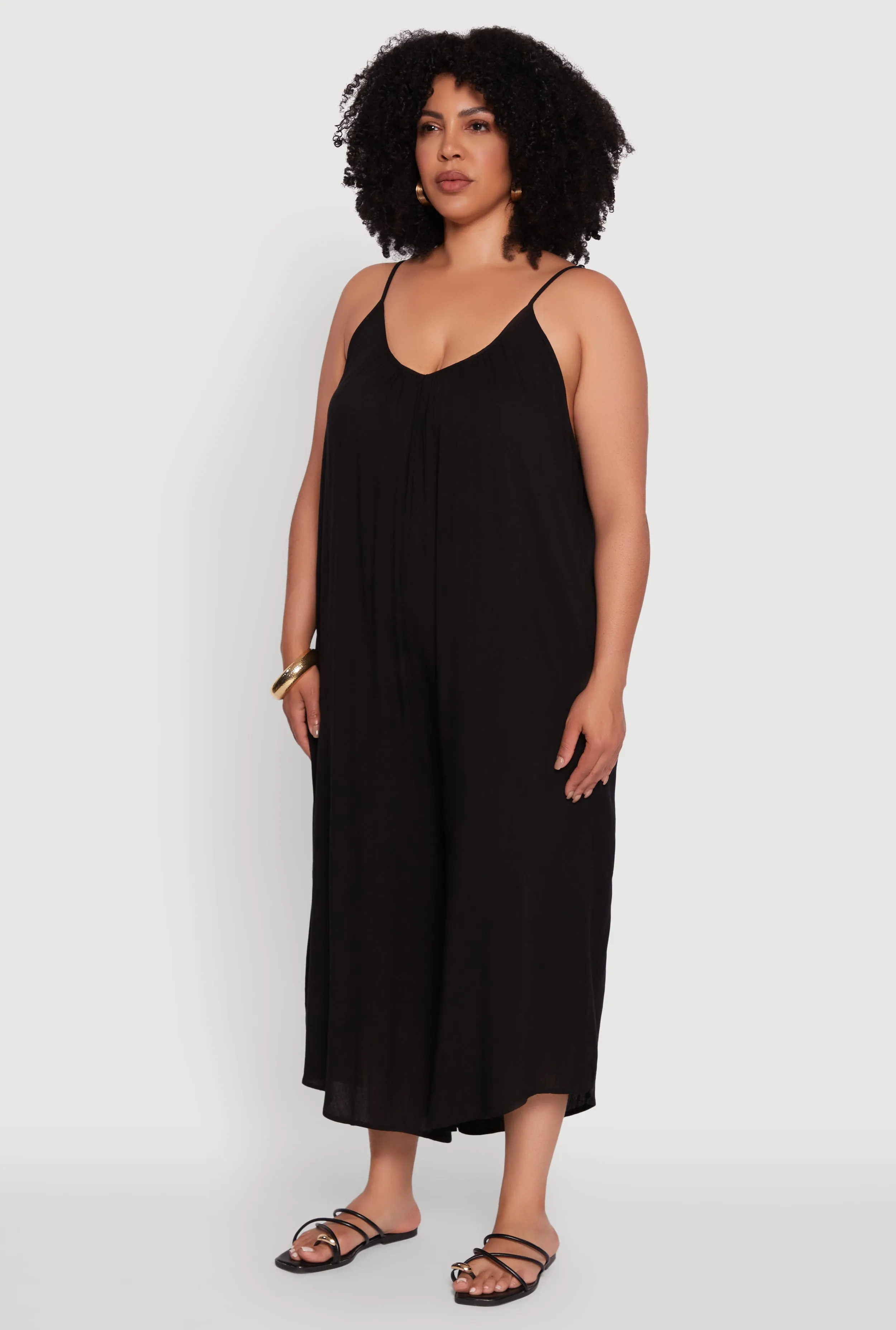 Plus Size V-Neck Wide Leg Jumpsuit sold by Rainbow product image thumbnail 3