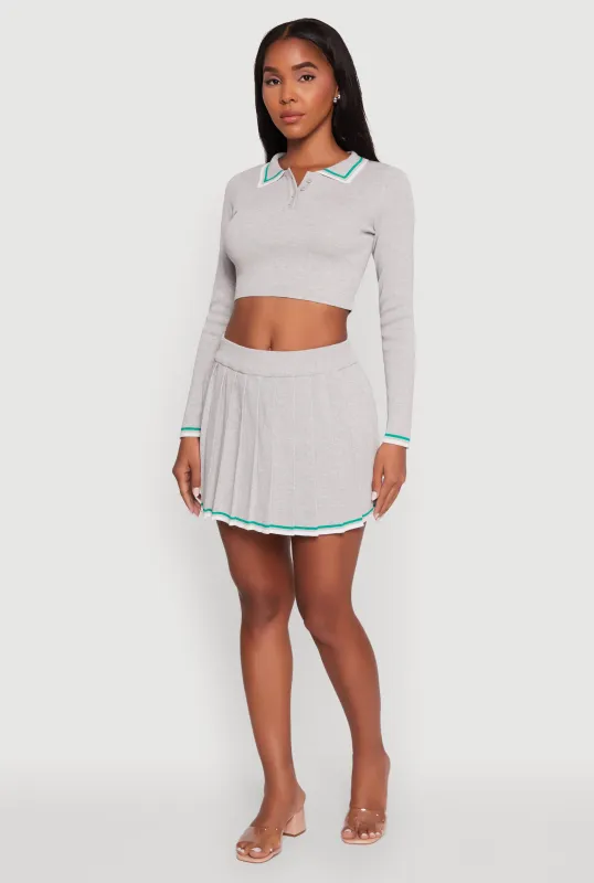 Daisy Contrast Trim Mini Pleated Tennis Skirt sold by Rainbow