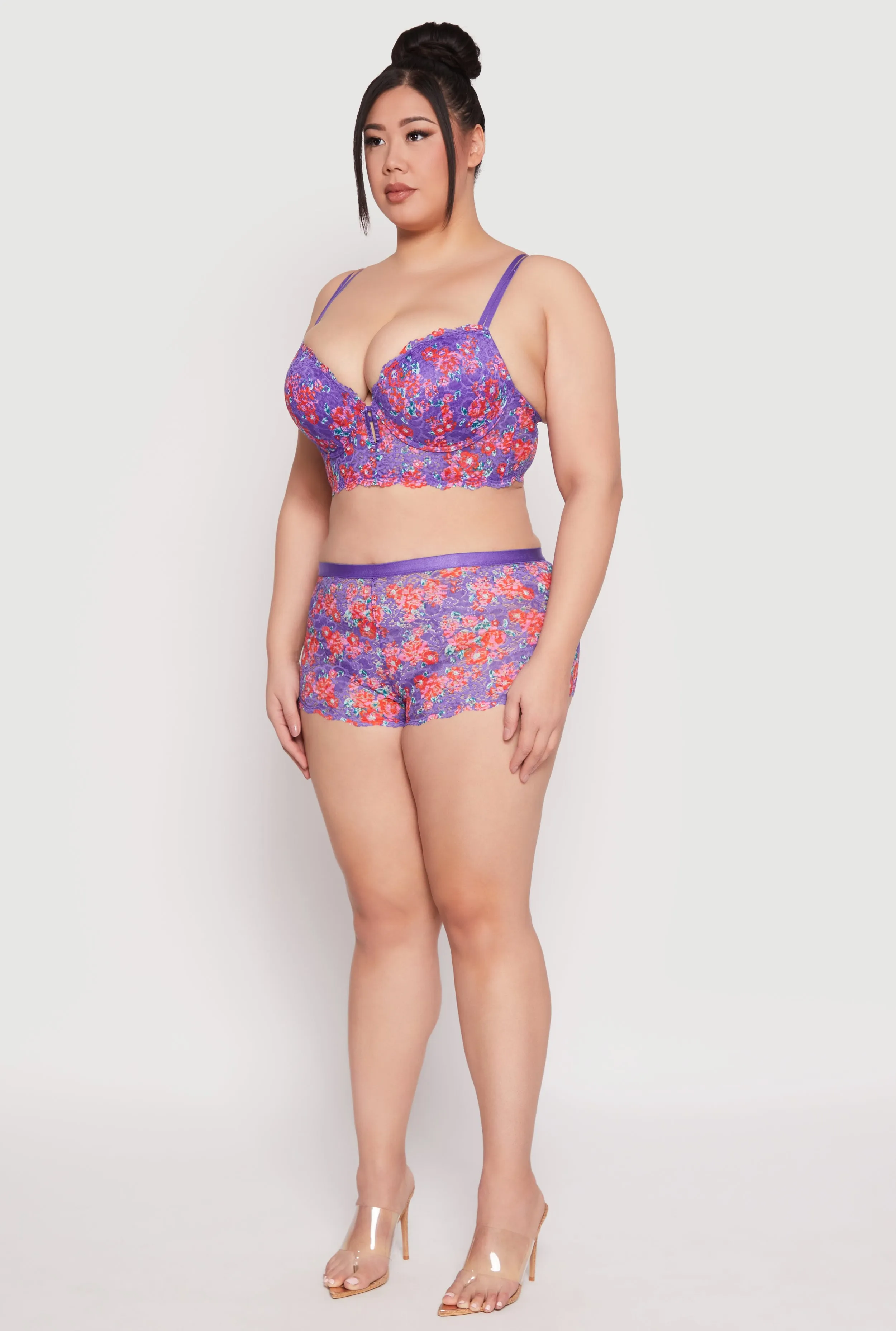 Plus Size Floral Lace Longline Plunge Bra sold by Rainbow product image thumbnail 5