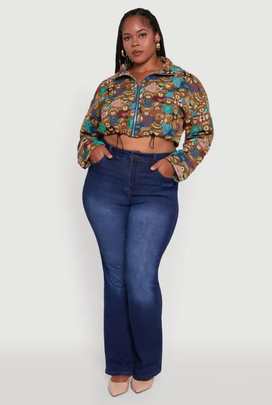 Plus Size Daisy Patterned Jacquard Cropped Jacket sold by Rainbow