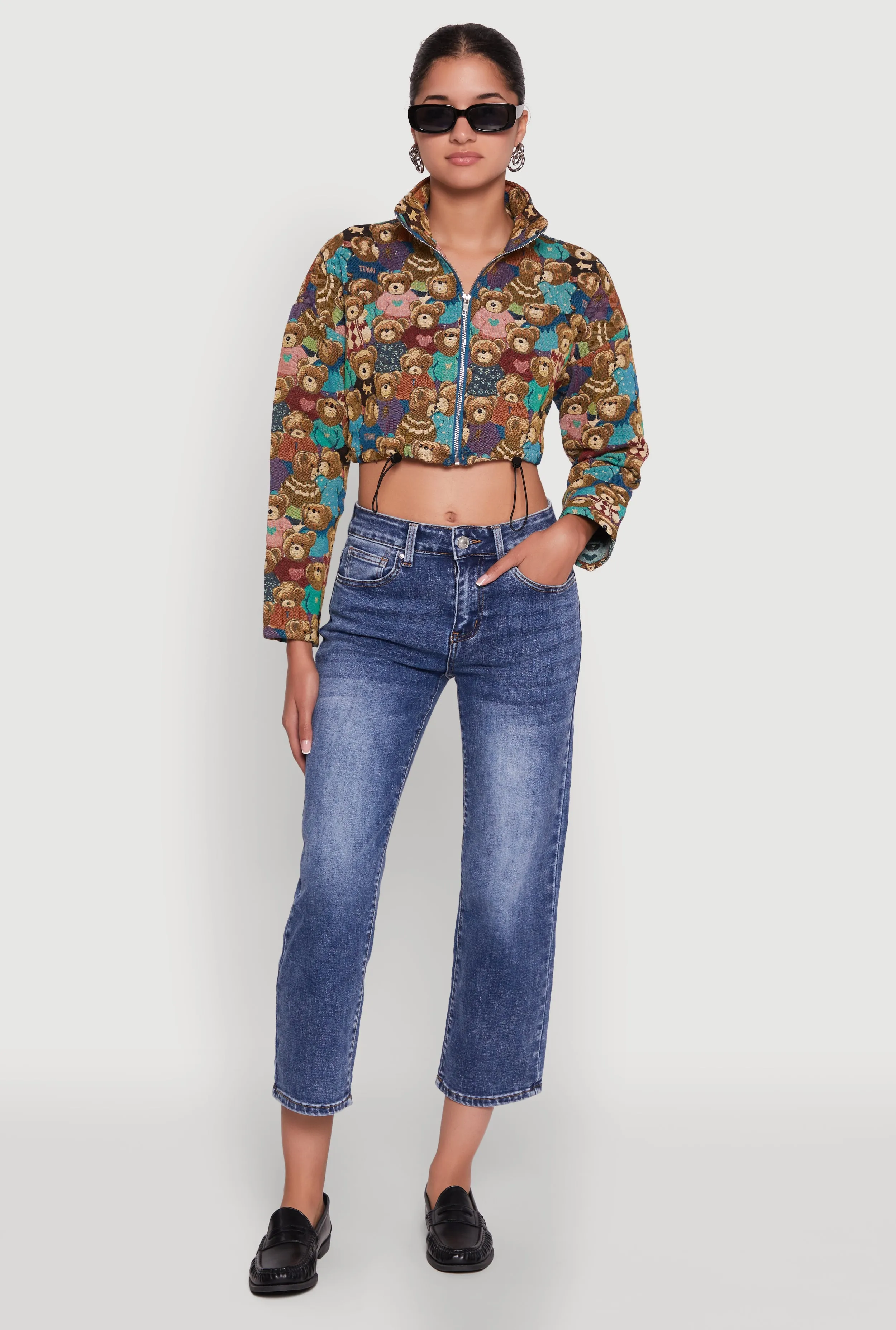Daisy Patterned Jacquard Cropped Jacket sold by Rainbow