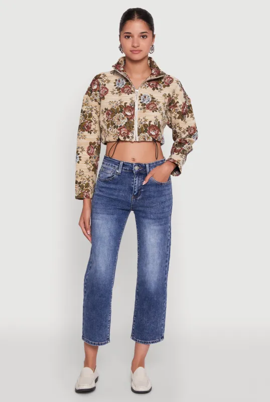 Daisy Patterned Jacquard Cropped Jacket sold by Rainbow