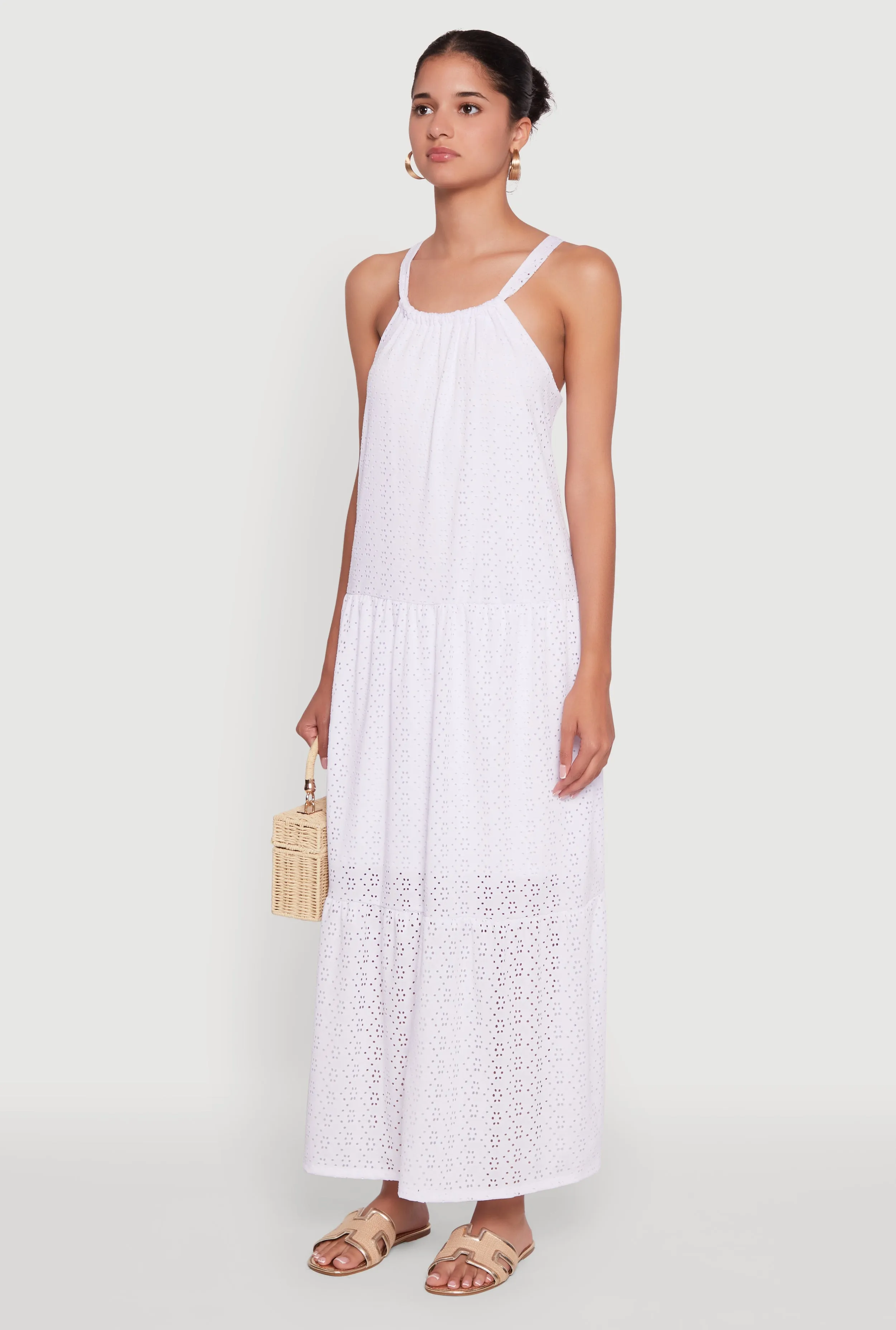 Eyelet Tiered A-Line Maxi Dress sold by Rainbow product image thumbnail 3