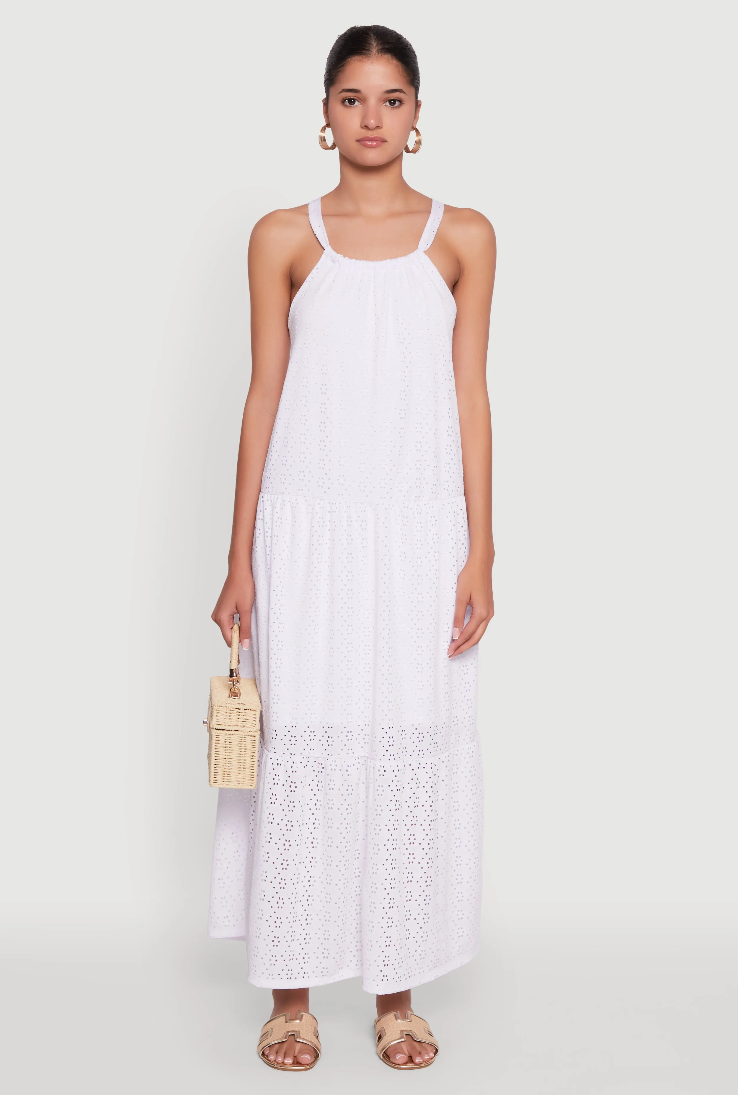 Eyelet Tiered A-Line Maxi Dress sold by Rainbow product image thumbnail 2