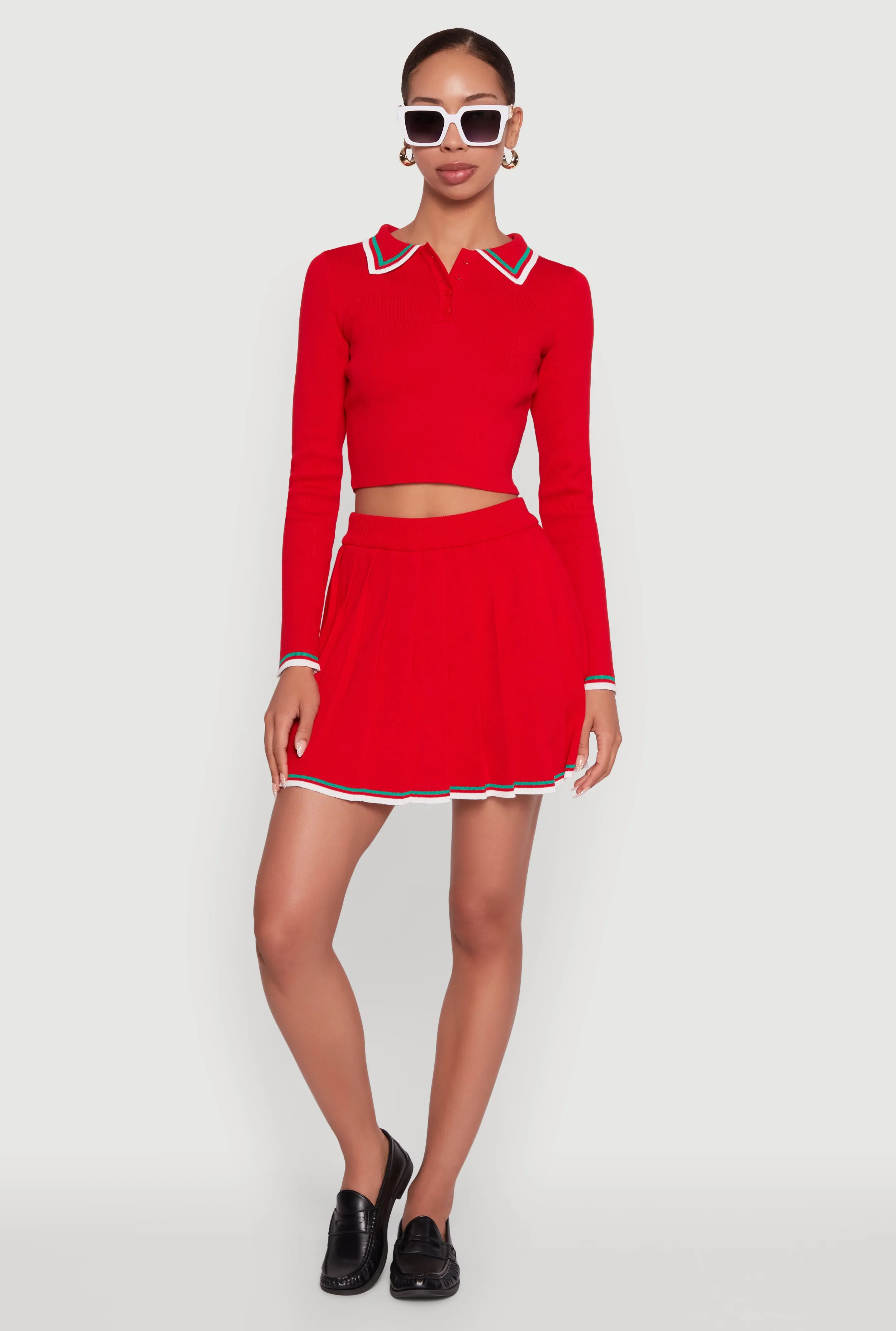 Daisy Contrast Trim Mini Pleated Tennis Skirt sold by Rainbow