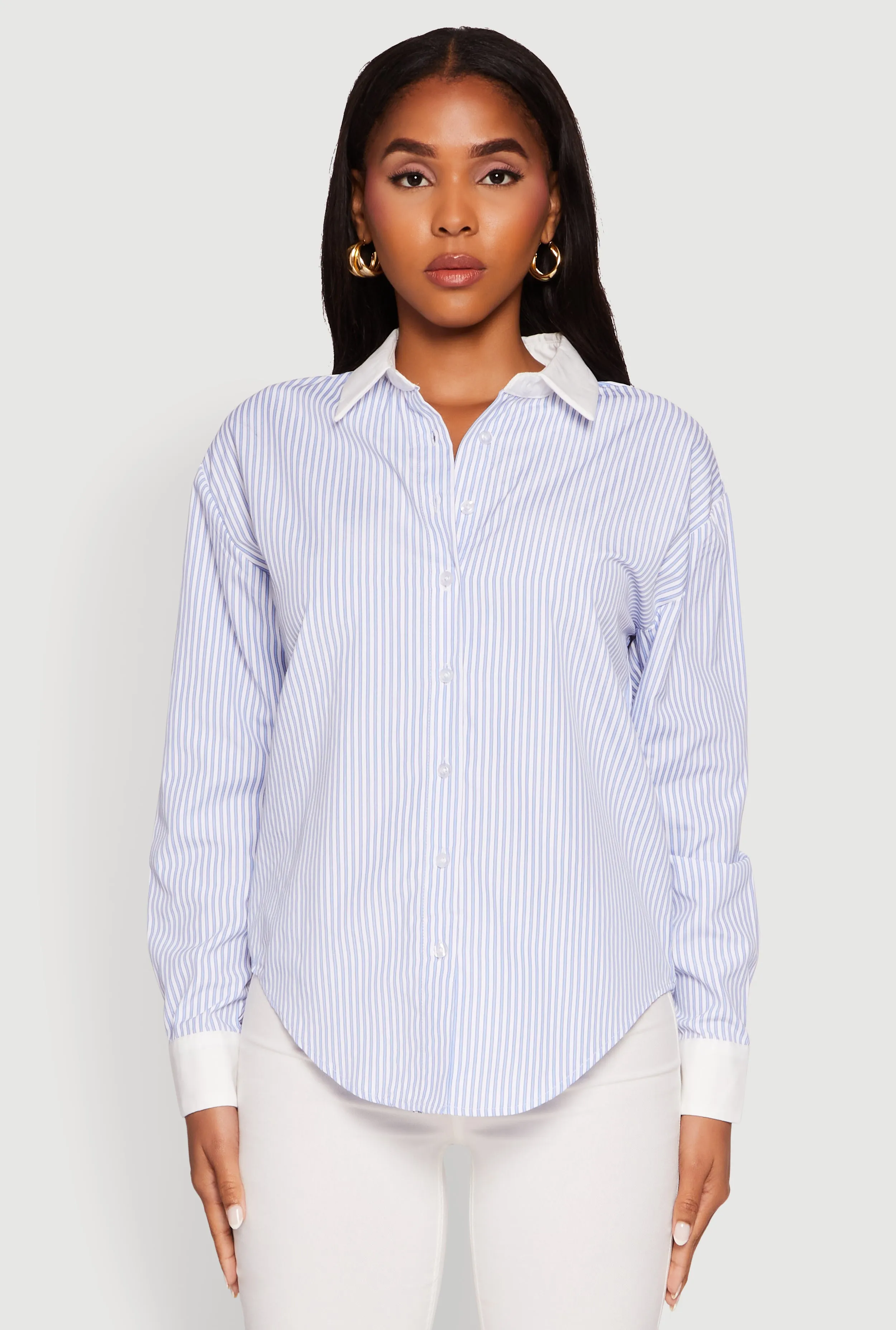 Haute Monde Striped Poplin Shirt with Contrast Trim sold by Rainbow product image thumbnail 2