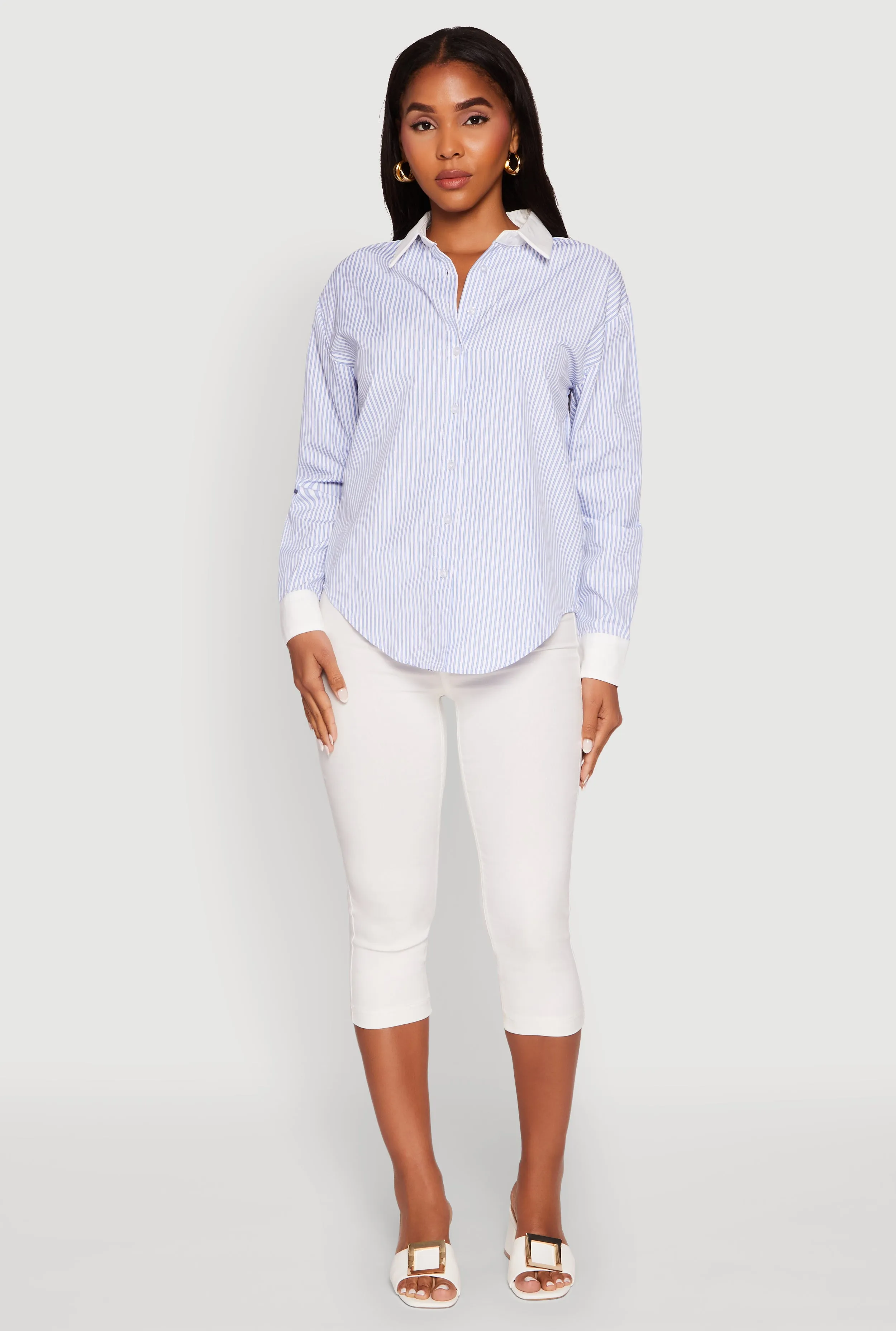 Haute Monde Striped Poplin Shirt with Contrast Trim sold by Rainbow product image thumbnail 3