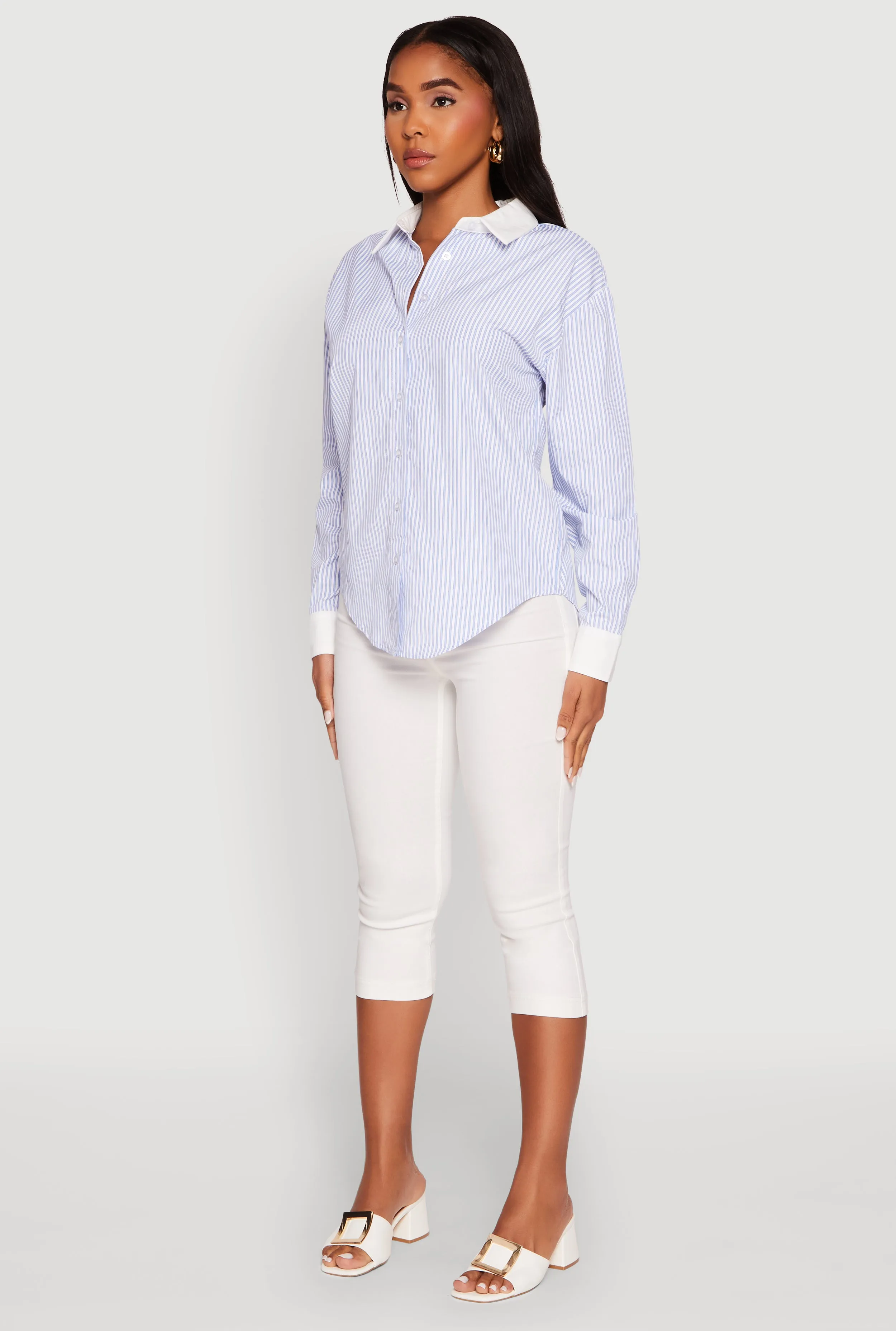 Haute Monde Striped Poplin Shirt with Contrast Trim sold by Rainbow product image thumbnail 5