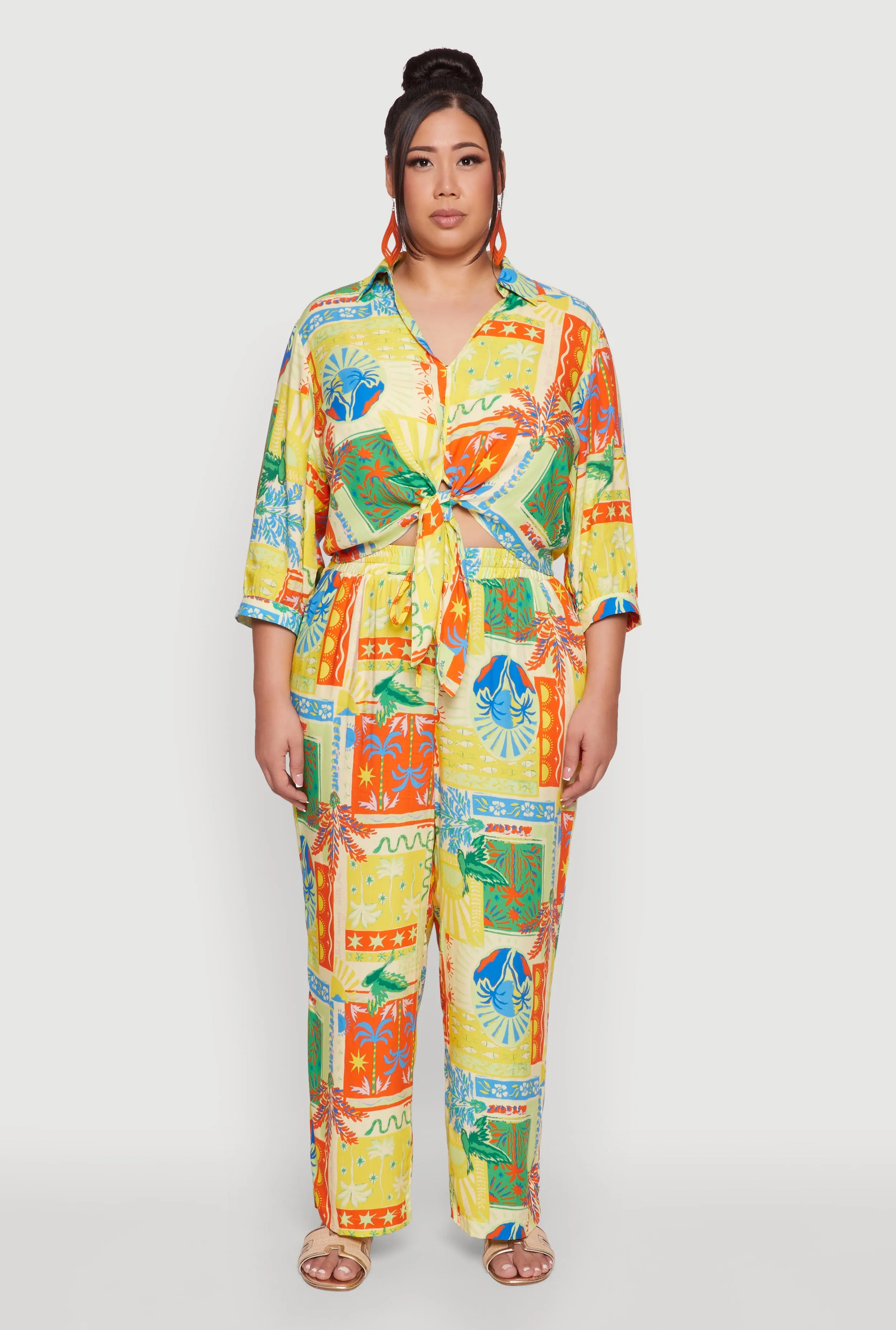 Plus Size High Waisted Floral Print Palazzo Pants sold by Rainbow product image thumbnail 2