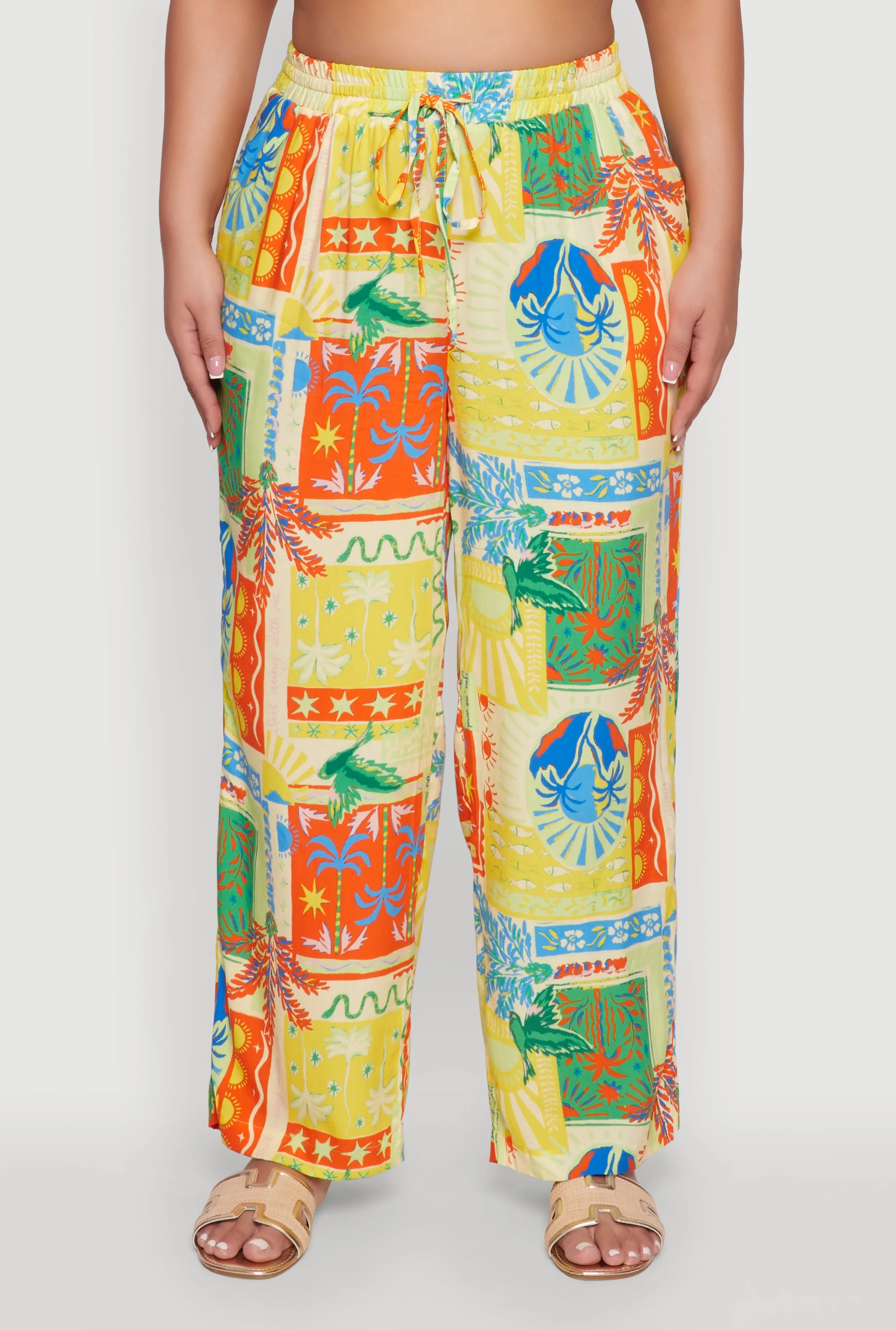 Plus Size High Waisted Floral Print Palazzo Pants sold by Rainbow product image thumbnail 3