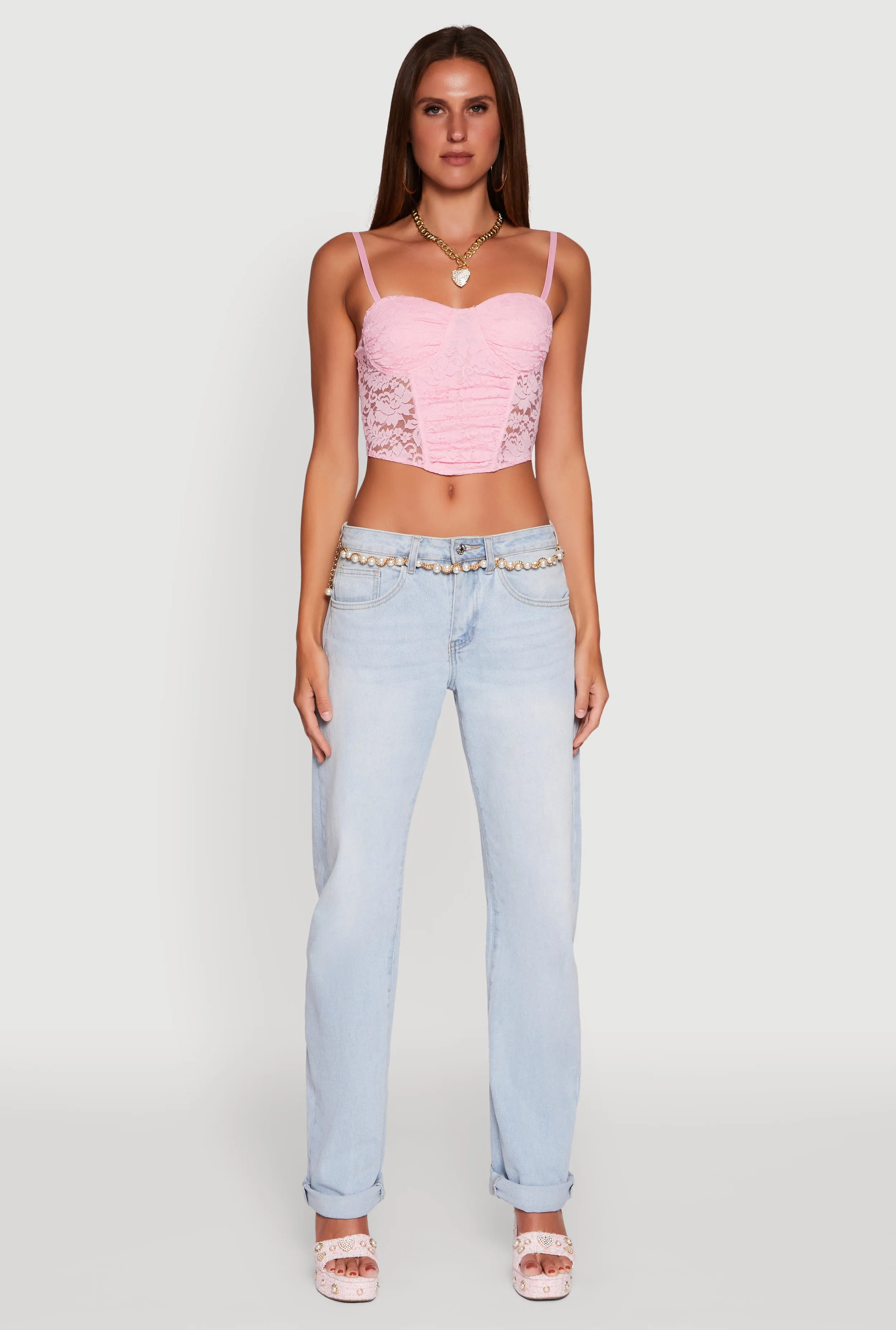 Floral Lace Cropped Sweetheart Bustier Top sold by Rainbow product image thumbnail 3